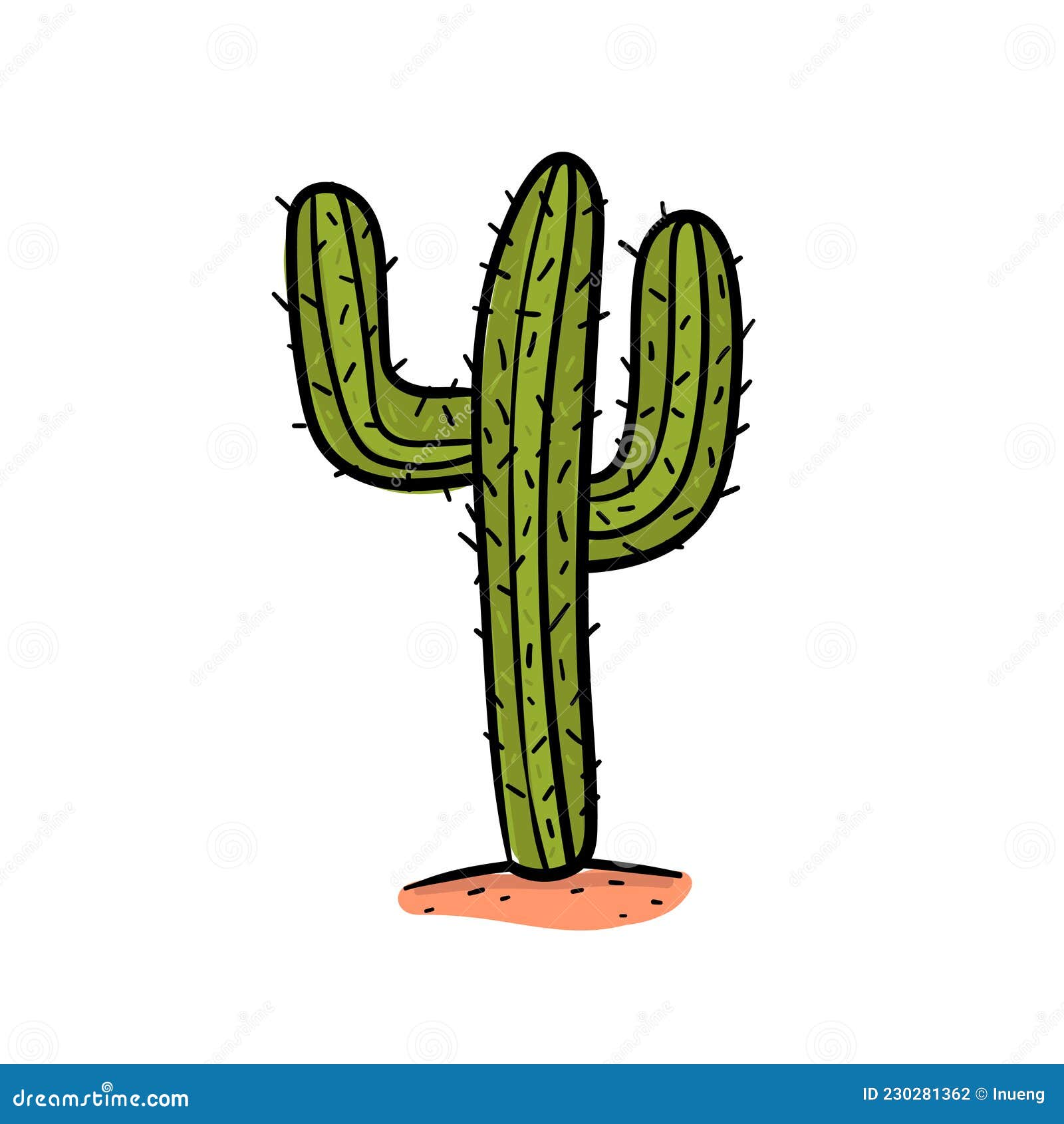Cacto De Desenho à Mão No Vetor Do Deserto Ilustração do Vetor - Ilustração  de botânica, cactos: 230281362