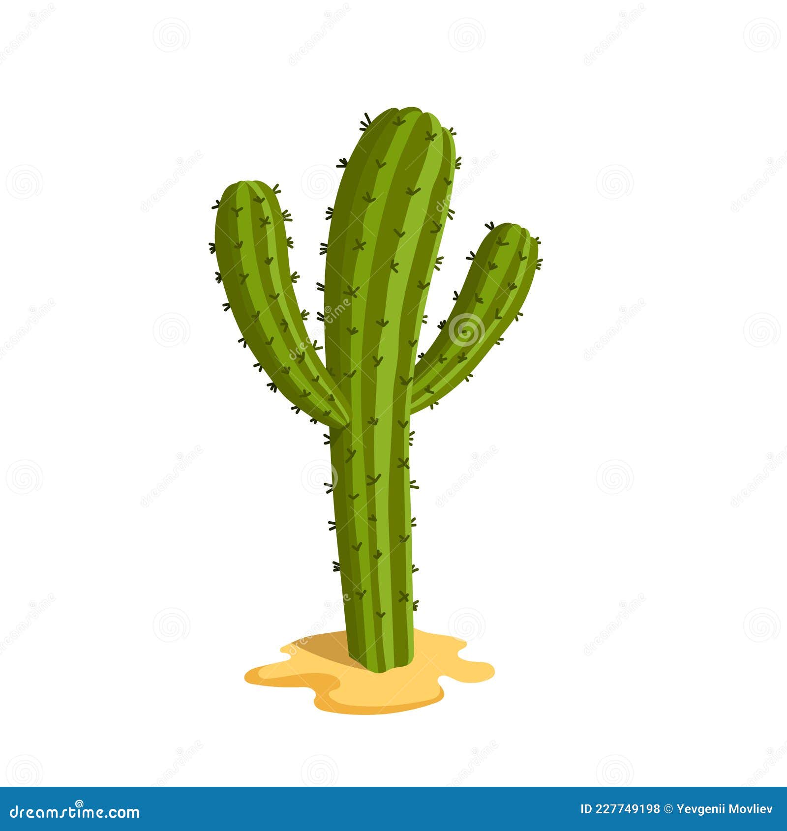 Flor de cacto de planta de desenho animado mexicano três cactos