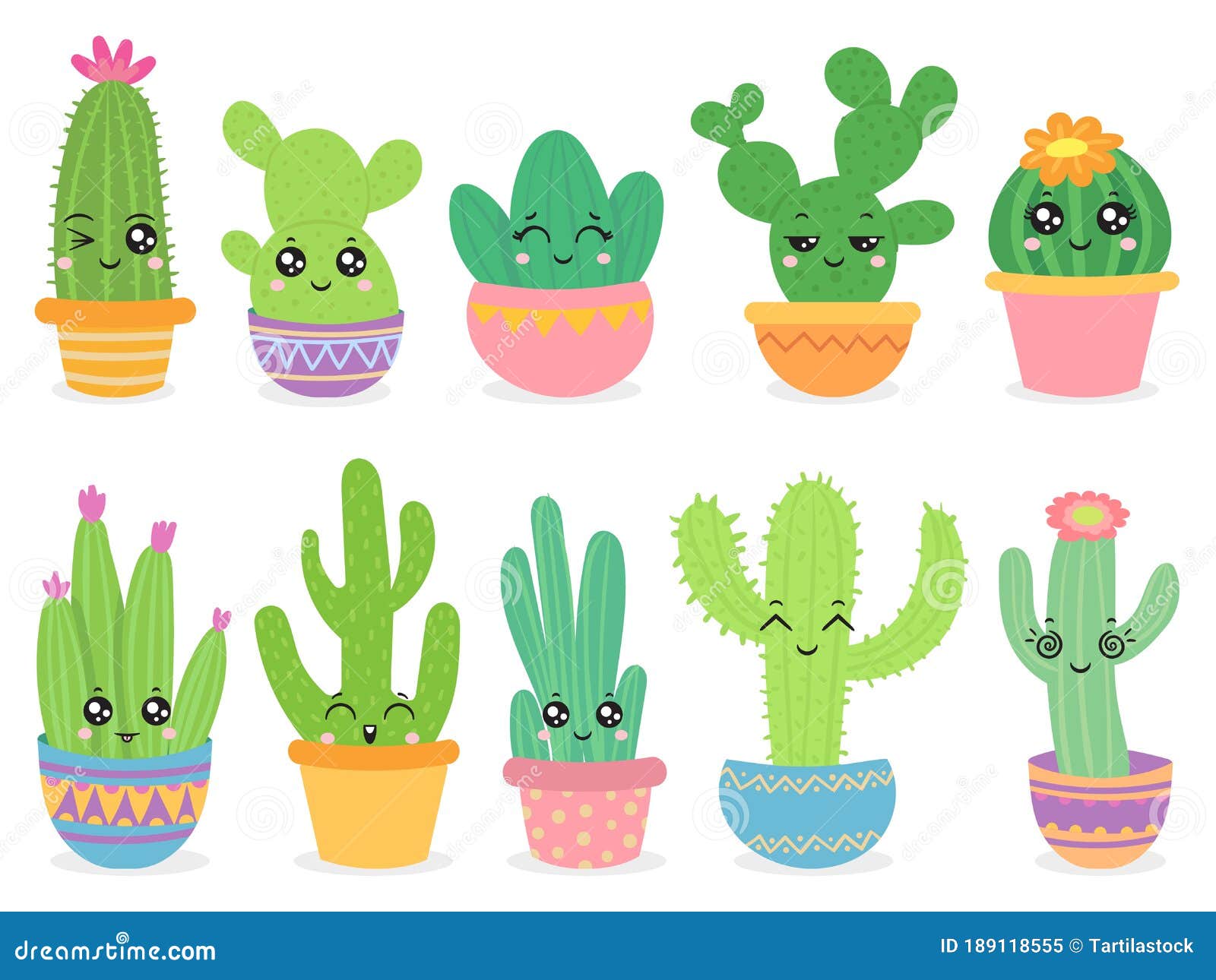 Ilustração de planta de oito cactos, Desenho Cactaceae Planta