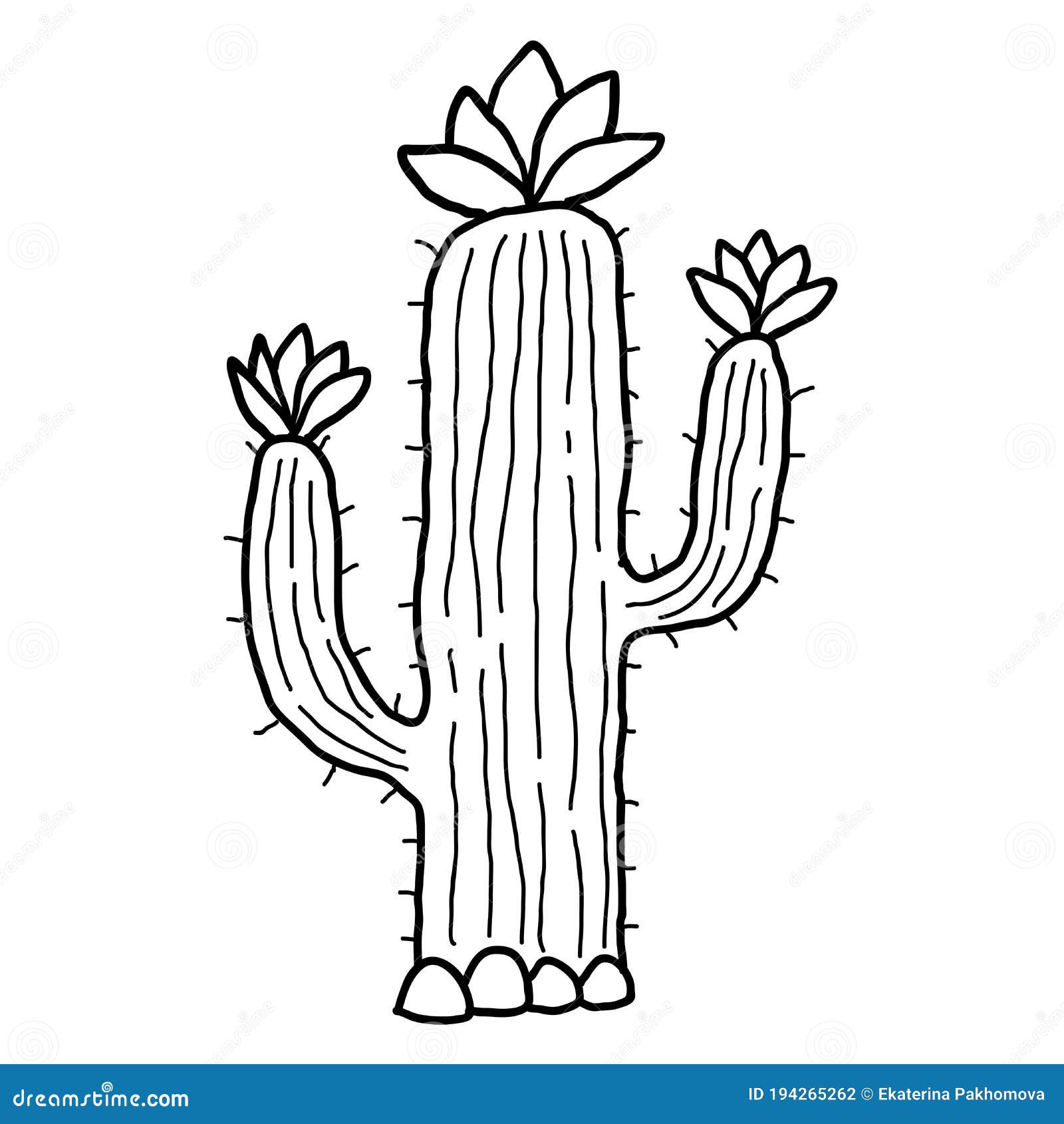 bonito dos desenhos animados doodle cacto linear com flores no deserto,  isolado no fundo branco. 5026934 Vetor no Vecteezy