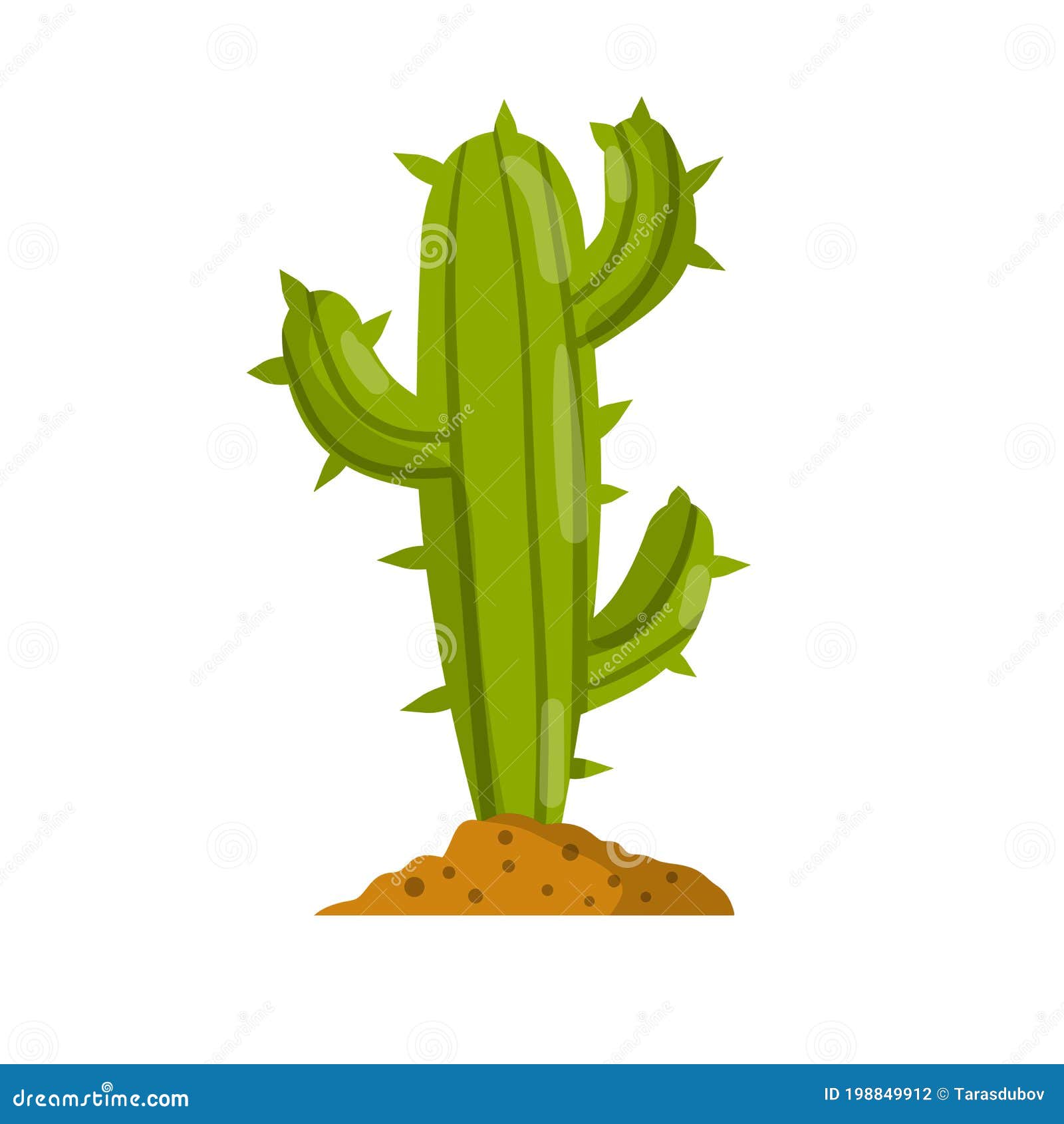 Conjunto de cactos com espinhos e flores cacto de planta verde mexicana com  espinhos elemento do deserto e paisagem do sul ilustração em vetor plana  dos desenhos animados isolado no fundo branco