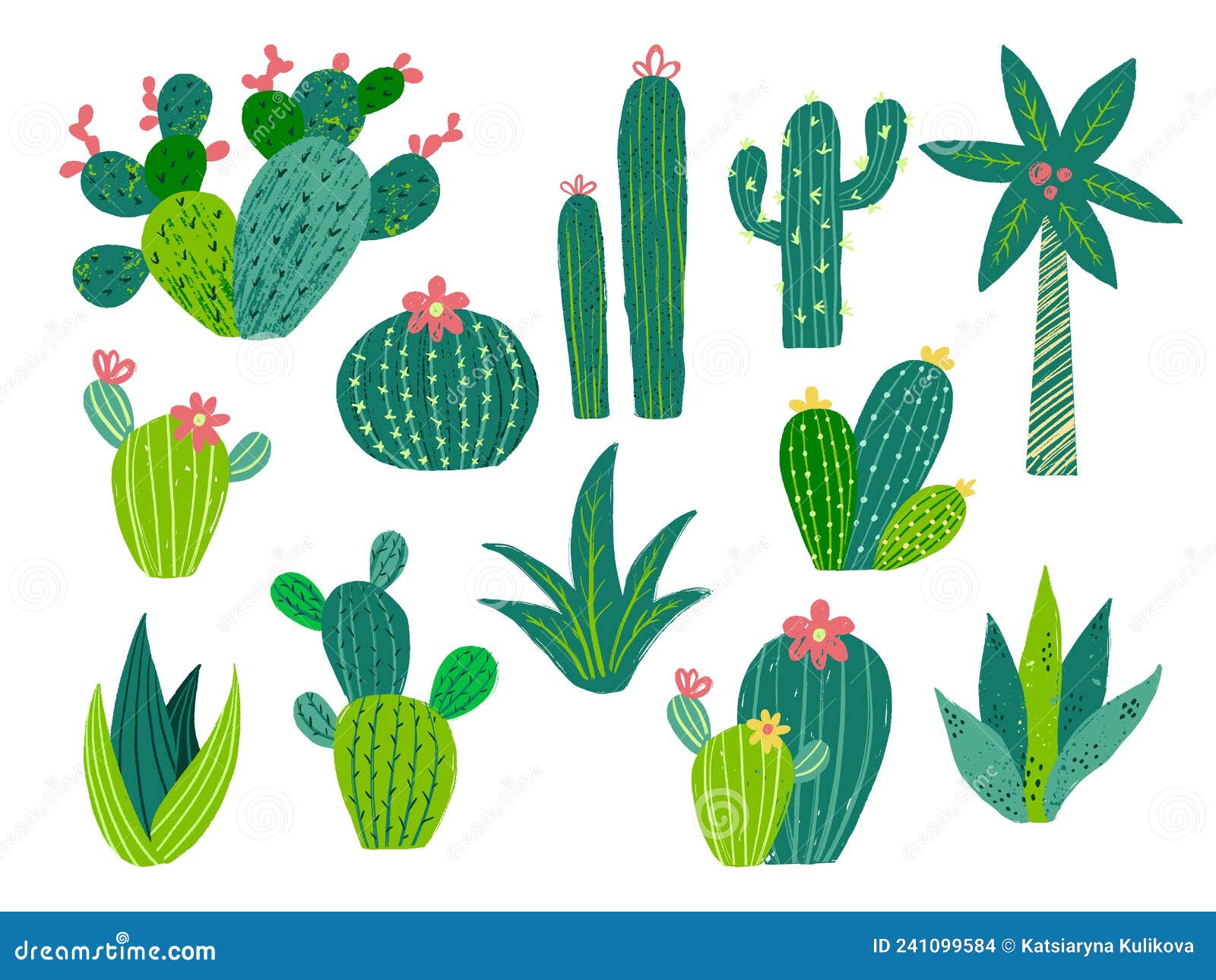 Cacto Vetor De Cactos Set Planta De Flores Mexicana Ilustração do