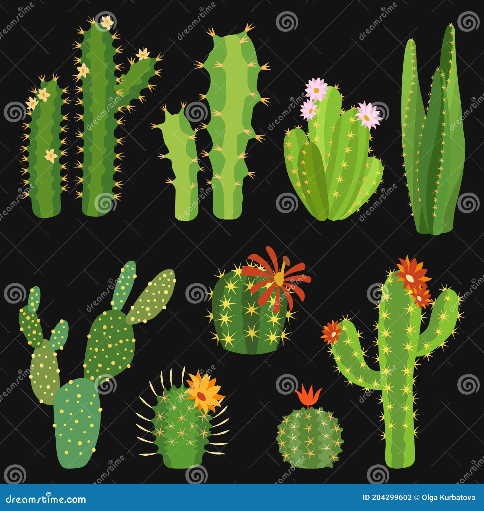 Vetores de Cacto Dos Desenhos Animados Conjunto De Cactos Brilhantes  Projeto Colorido Dos Cactos Isolado No Fundo Branco e mais imagens de Cacto  - iStock