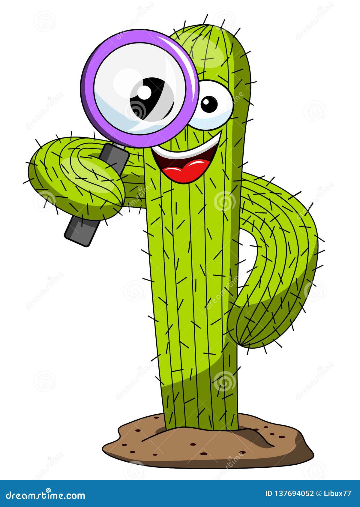 cactus character mascot cartoon magnifying glass  