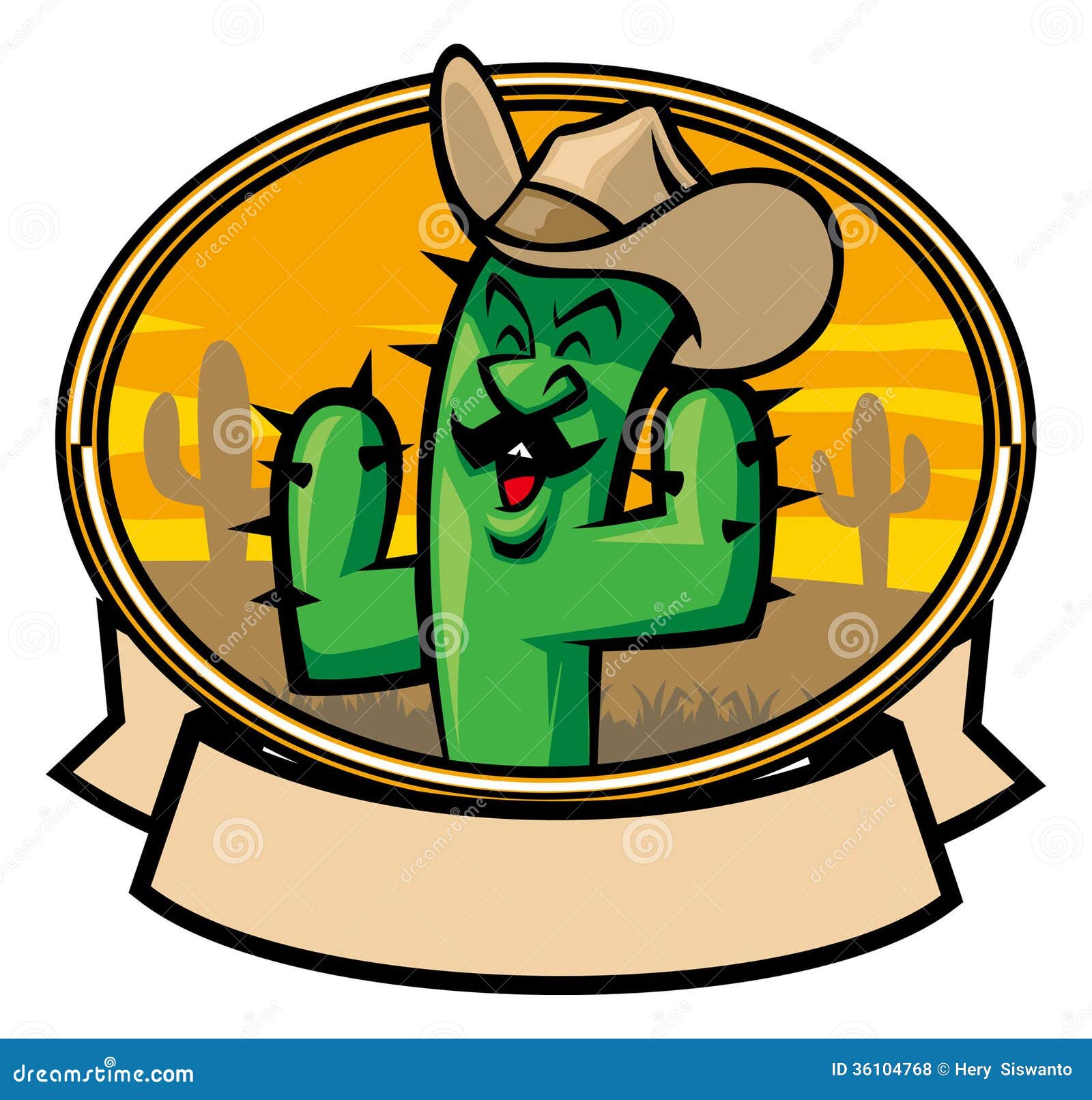 Cactus cowboy cartoon stock vector. of plant - 36104768