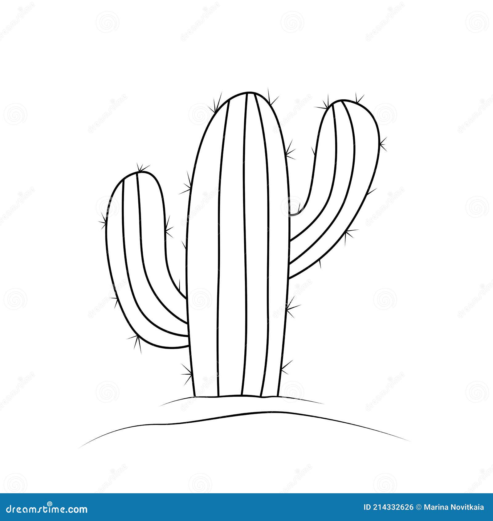 Cactus De Dibujos Animados. Ilustración En Blanco Y Negro. Dibujo De  Contorno. Estilo Plano Simple. Stock de ilustración - Ilustración de blanco,  agujas: 214332626