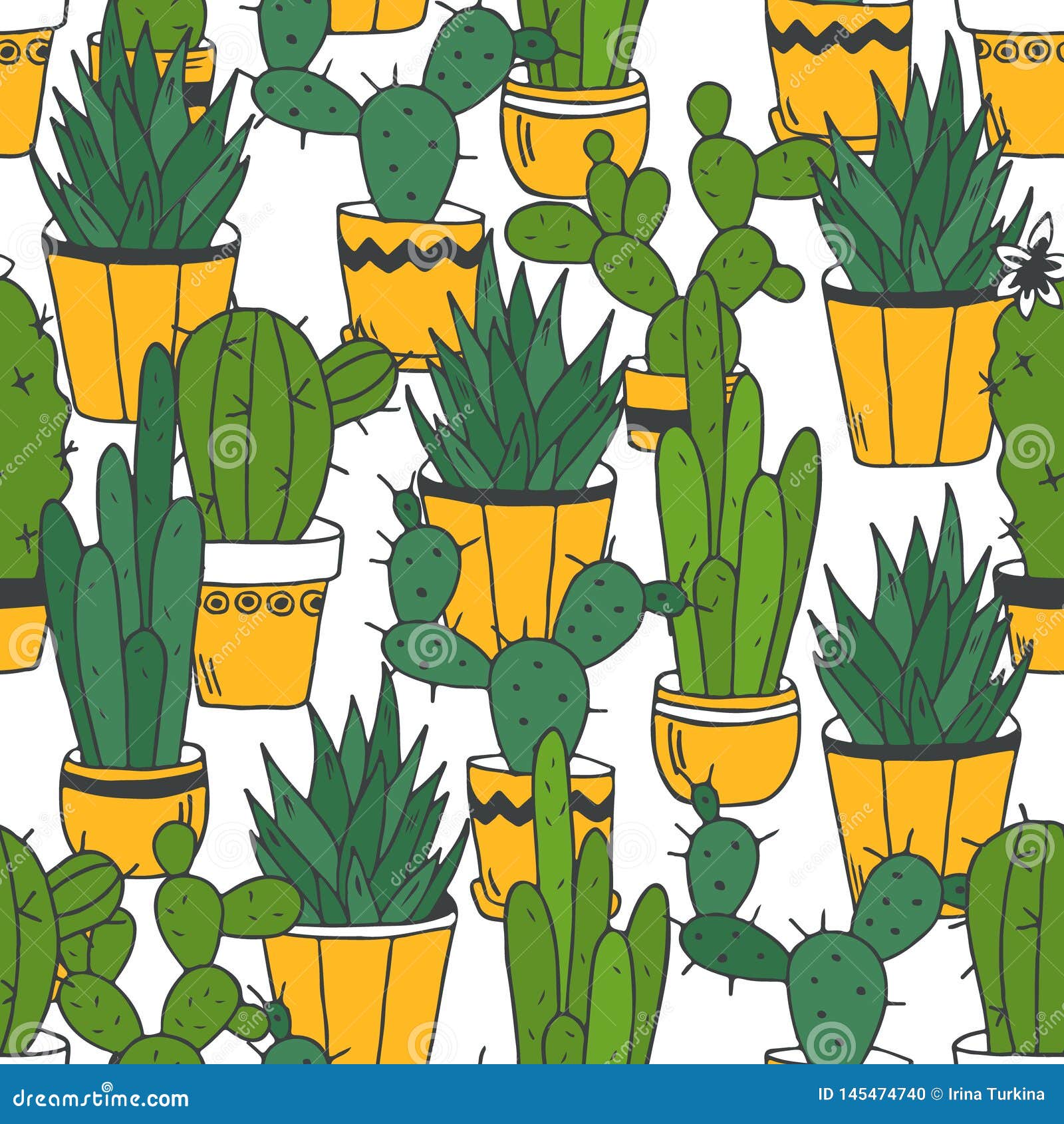 Cactus Fondo Decorativo Modelo Incons Til Colorido Con Los Cactus En Potes Ilustracion Del Vector Ilustracion De Travieso Brillante 145474740