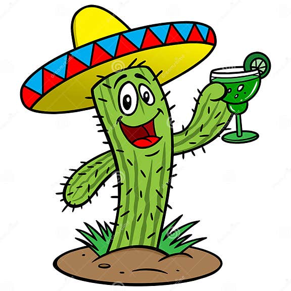 Cactus with Margarita stock vector. Illustration of mayo - 53714109