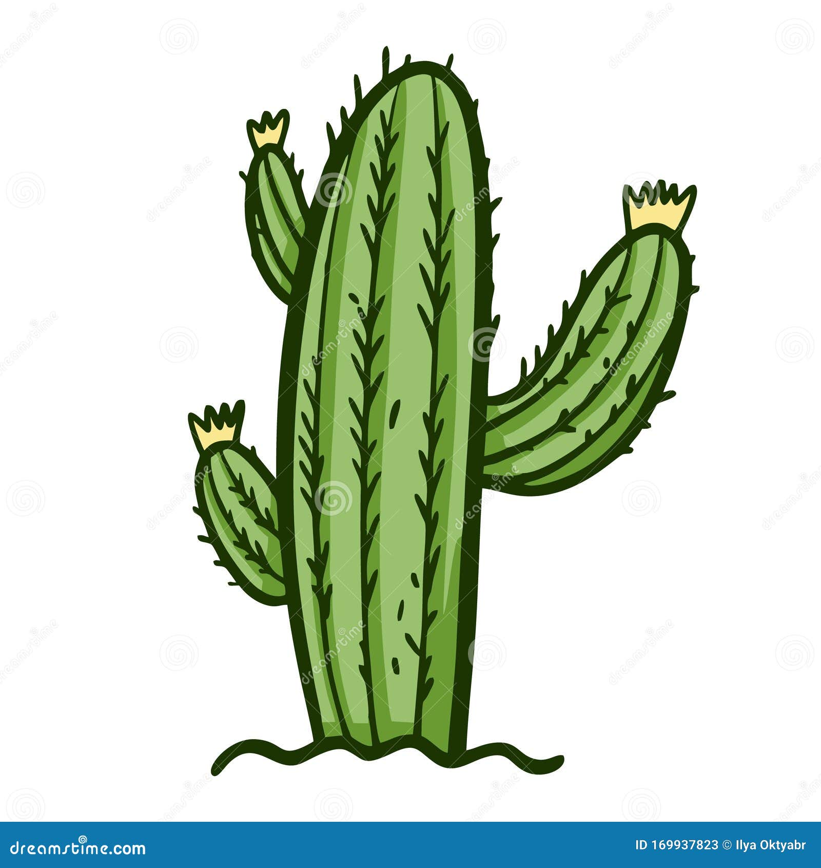 Vetores de Cactos No Estilo Desenho Animado Cacto Verde No Fundo