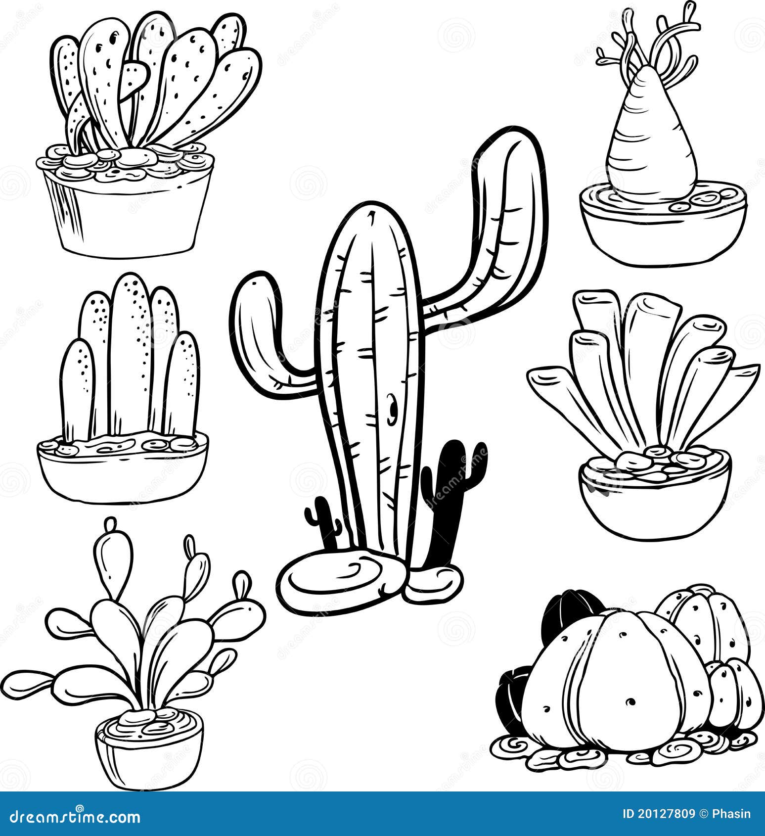 Cactus outline stock vector. Illustration of graphic - 20127809