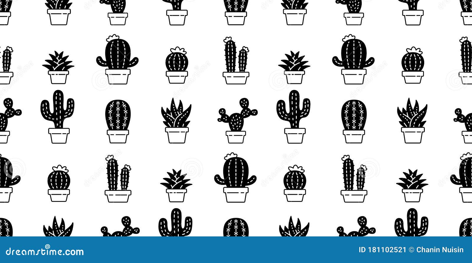 cactus seamless pattern  desert botanica flower garden plant cartoon tile background repeat wallpaper scarf  doodle