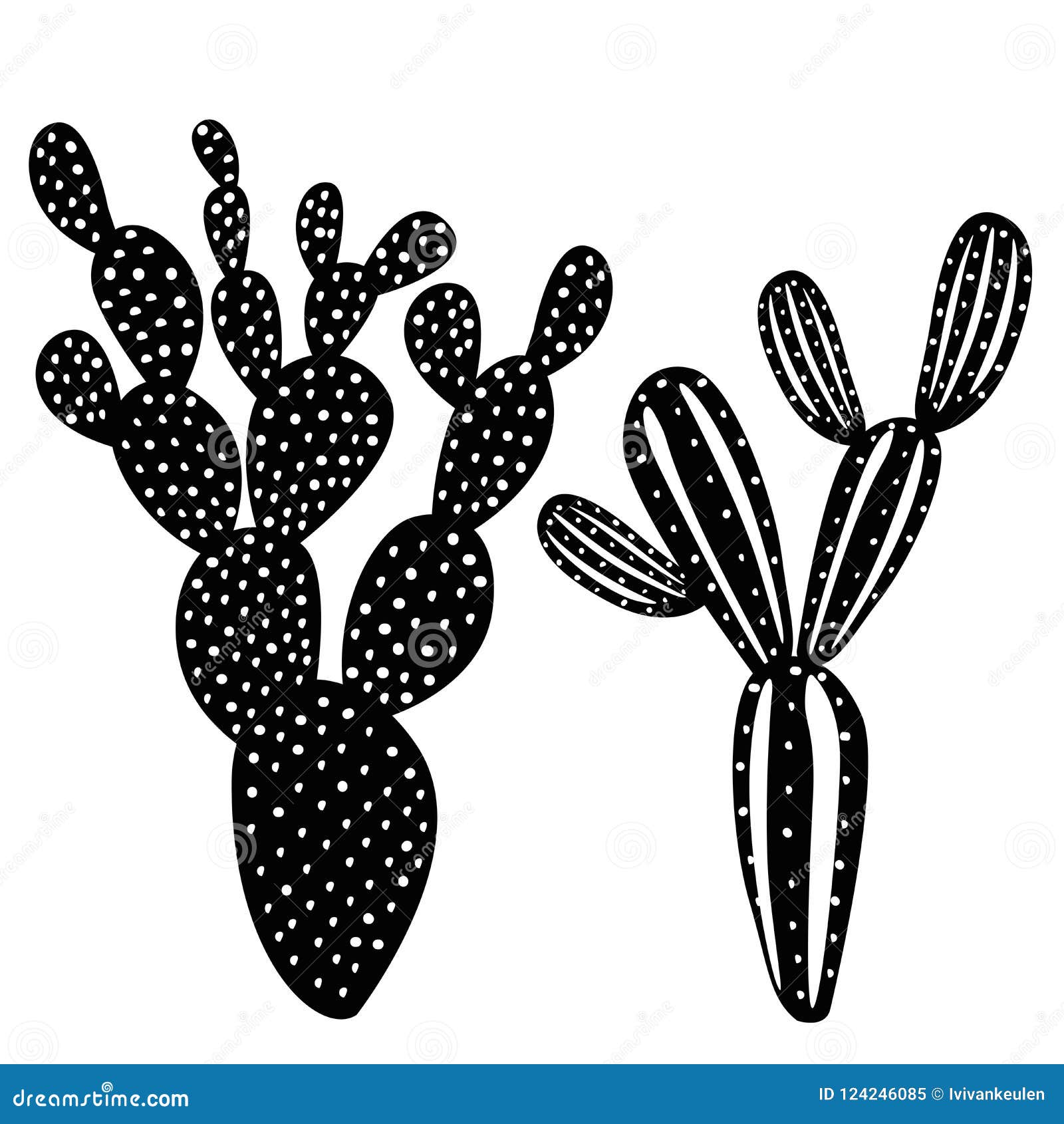 Cactus Silhouette Isolated Illustration Set Stock Vector Illustration