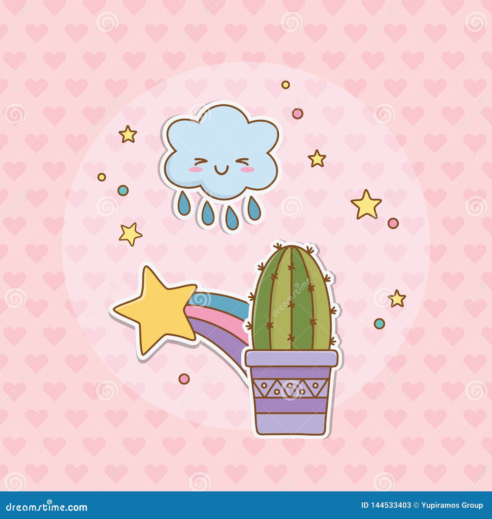 Cactus Sticker Kawaii Style Stock Vector - Illustration of cool