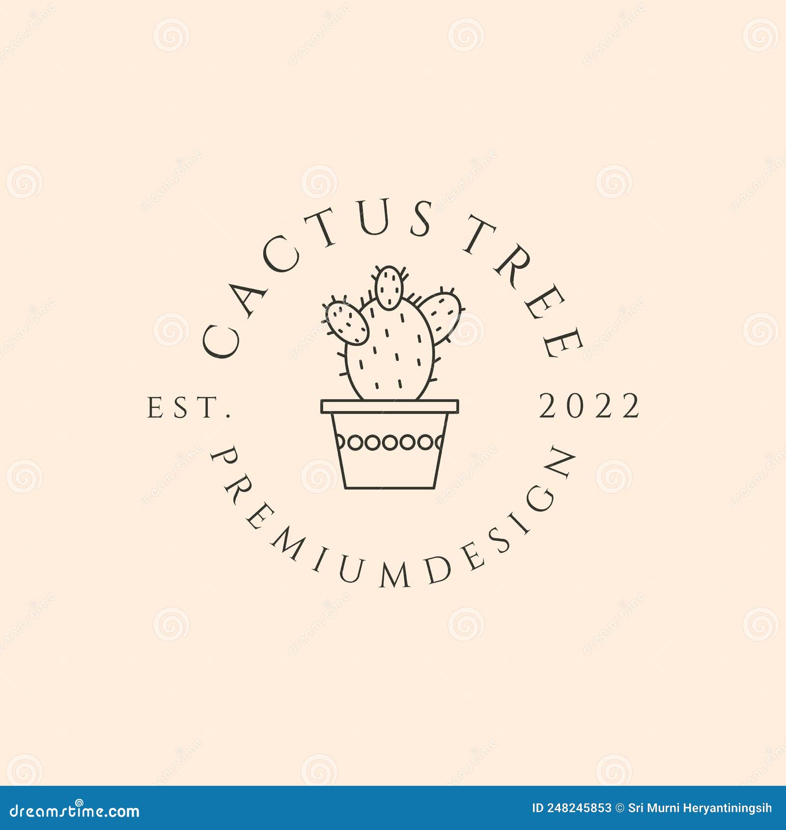 cactus tree premium line art logo    
