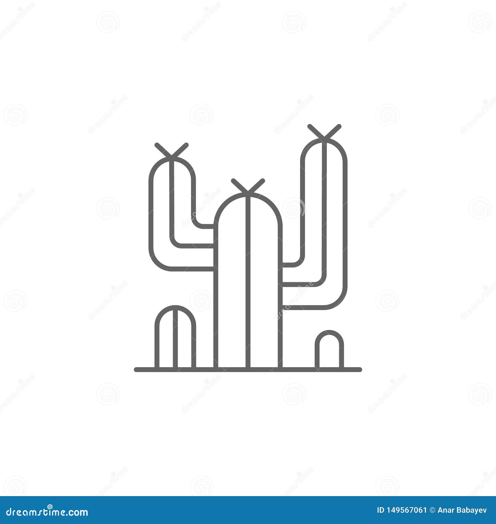 Cactus Western Desert Outline Icon Elements Of Independence Day