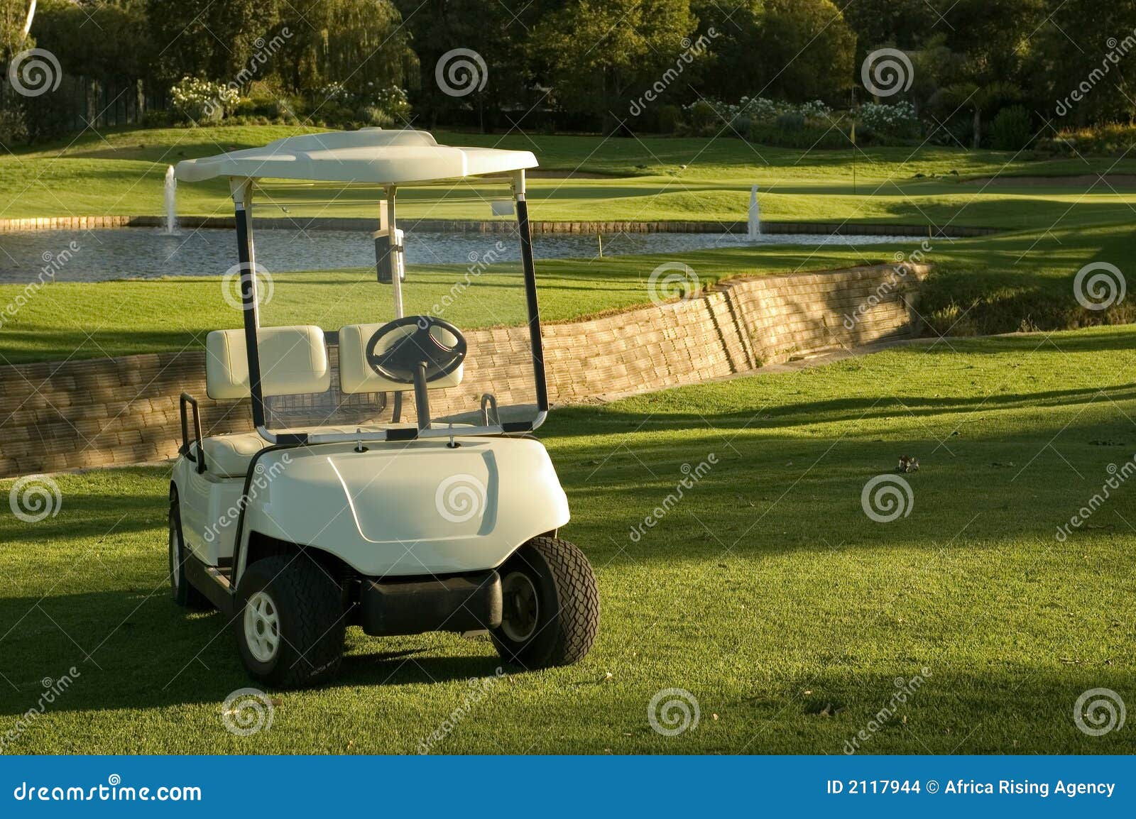 Caddie car and green stock photo. Image of scenic, cart 2117944