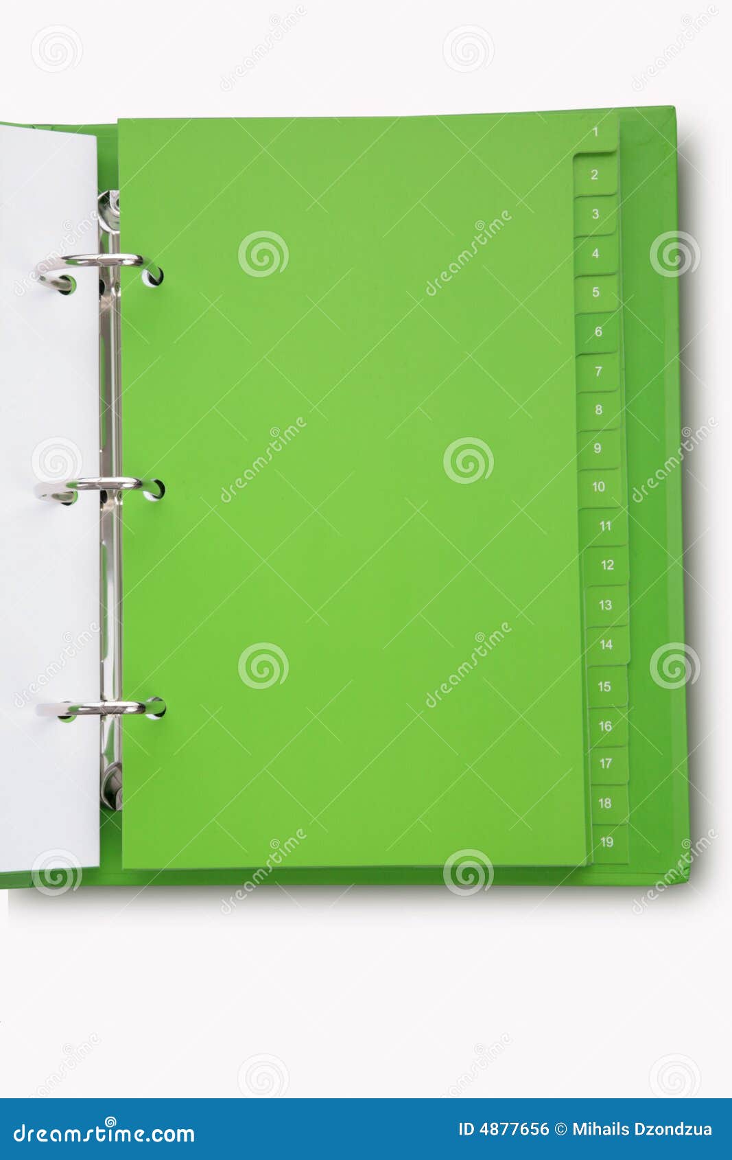 Caderno verde. Caderno aberto verde com números