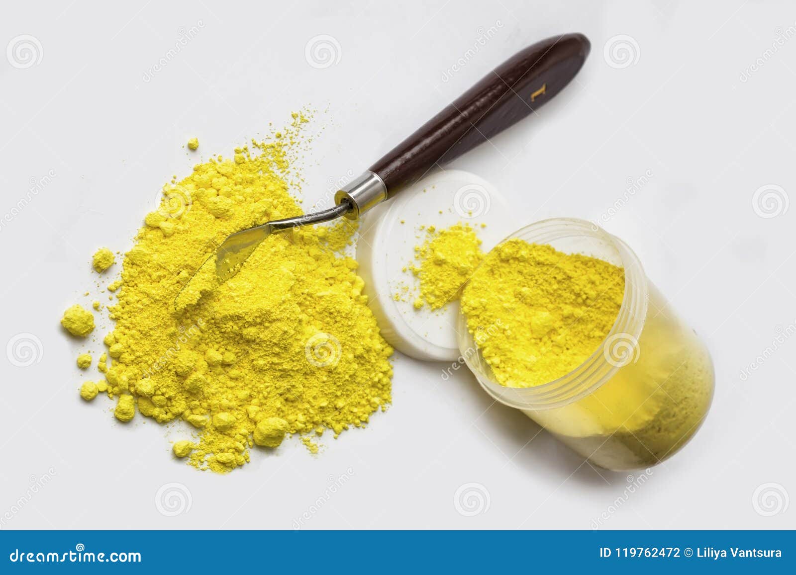 Cadmium Yellow Pigment on a White Background Stock Photo Image of