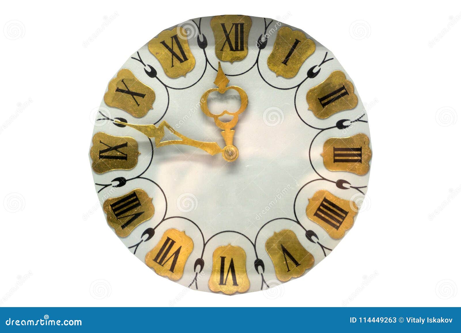 Cadran d'horloge de vintage sur un fond blanc
