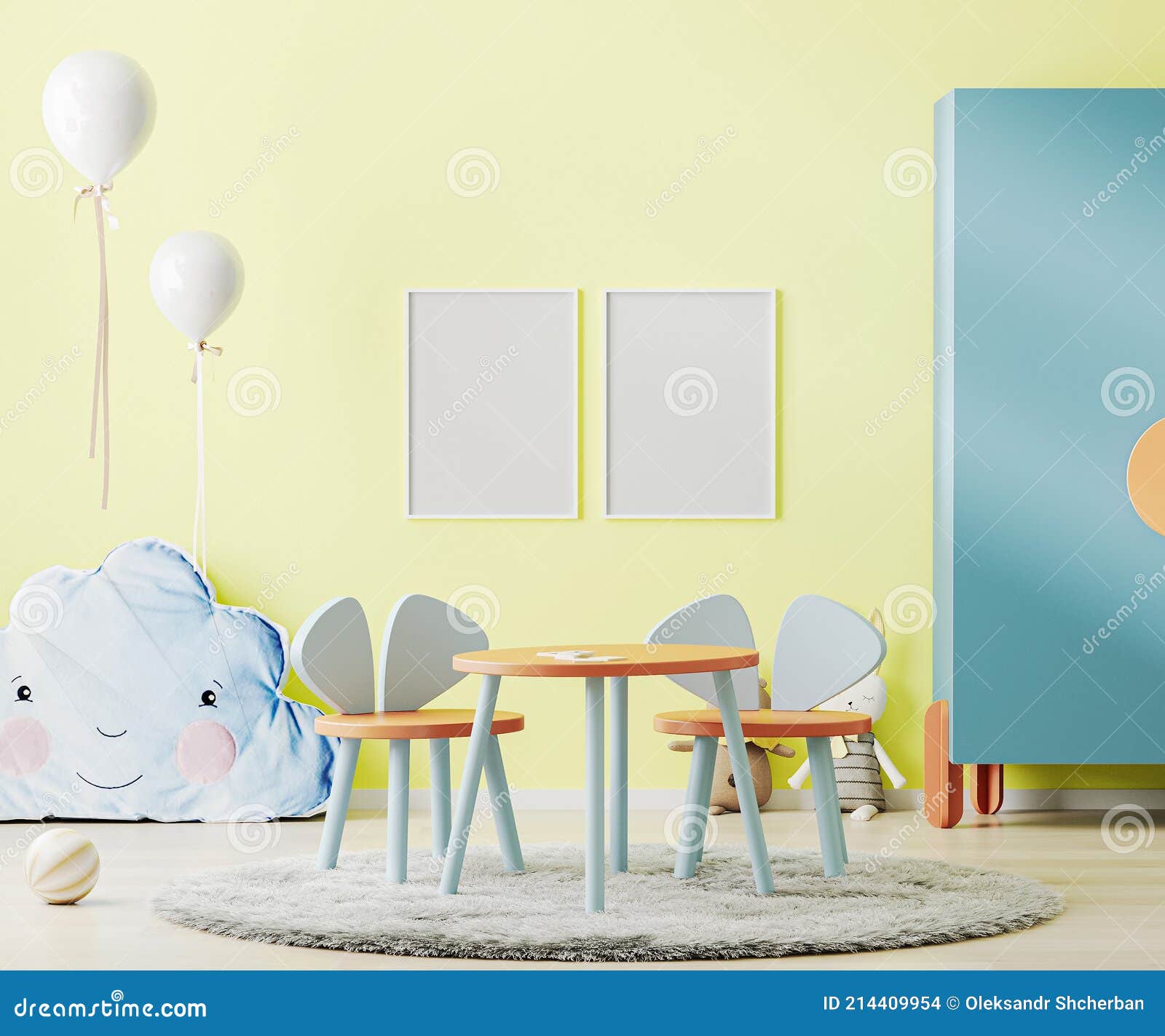 Cadre D'affiche Maquette En Jaune Vif Chambre D'enfant Avec Des Jouets De  Table Et Placard Chambre D'enfants Intérieur Maquette En Illustration Stock  - Illustration du intérieur, affiche: 214409954