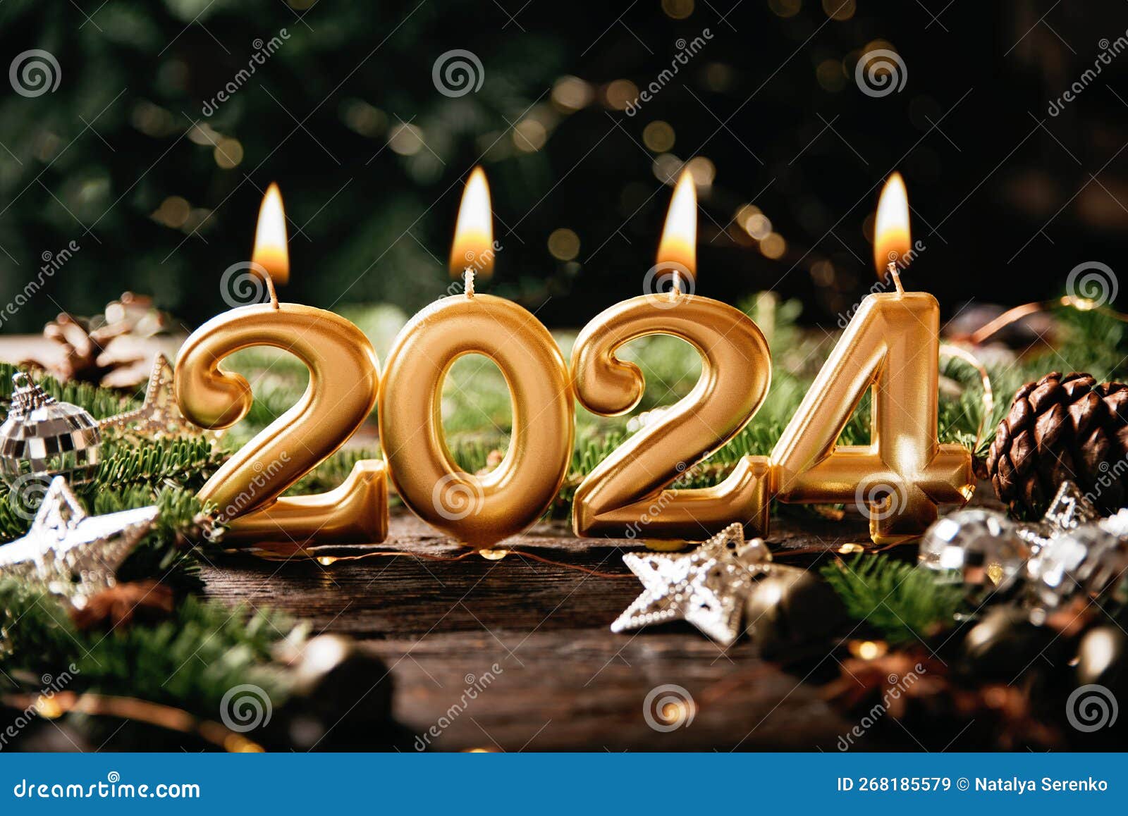 Cadre De Vacances Heureux Nouvel an 2024. Ambiance Festive Et Pétillante.  Image stock - Image du lumière, créativité: 268185579