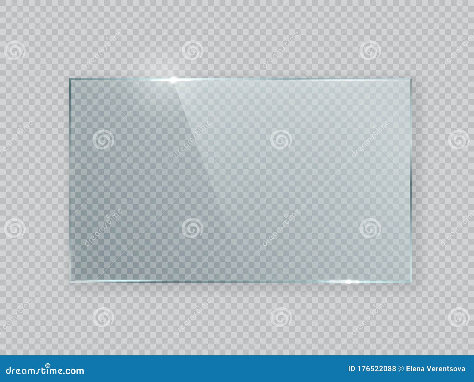 Plaque De Verre Dans Un Cadre Rectangle Isolé Sur Fond Transparent.  Illustration Vectorielle.