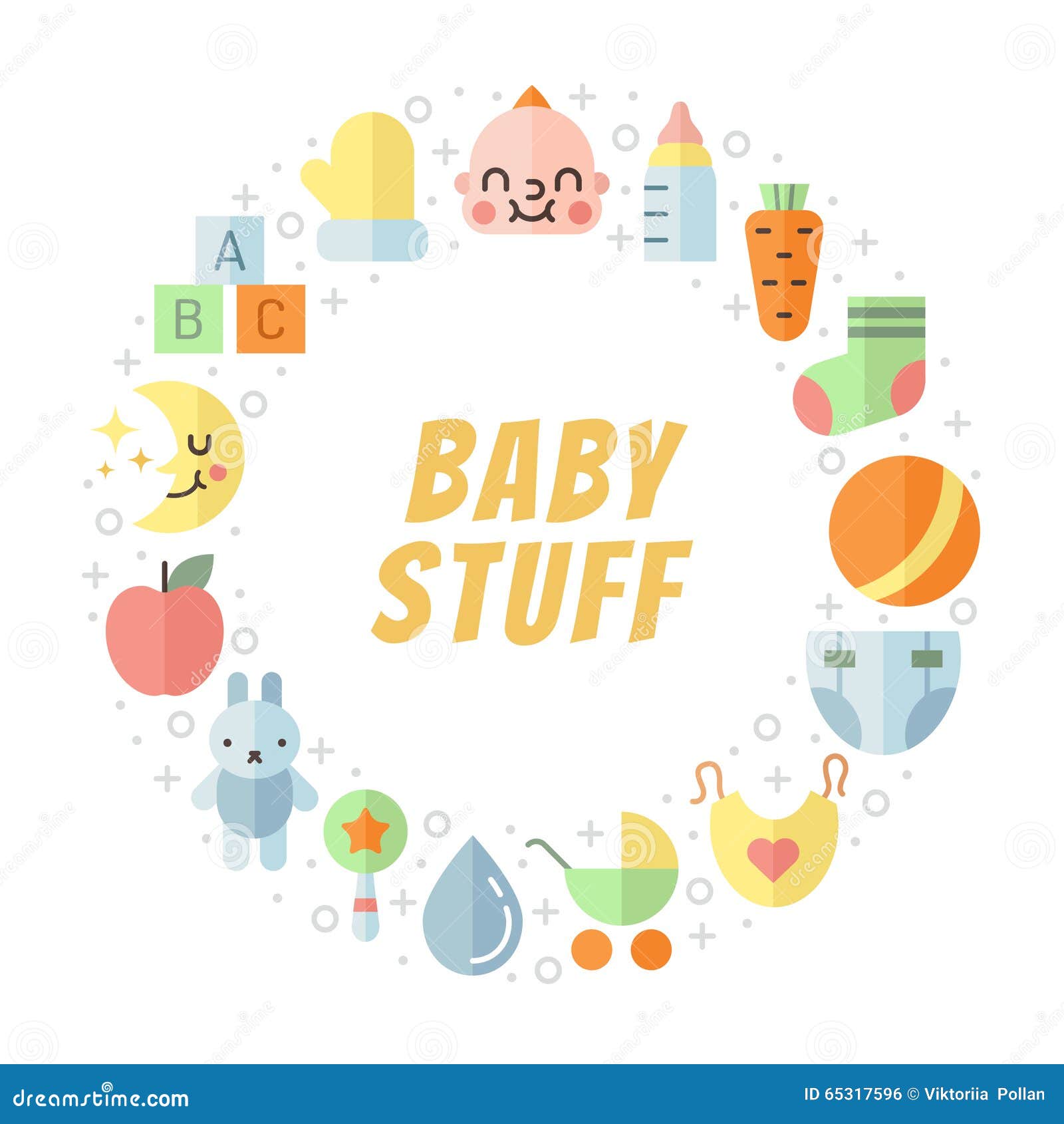 Cadre Mignon A Plat Multicolore De Cercle De Vecteur De Substance De Bebe Fille Et Garcon Conception De Minimalistic Partie Un Illustration De Vecteur Illustration Du Couche Substance