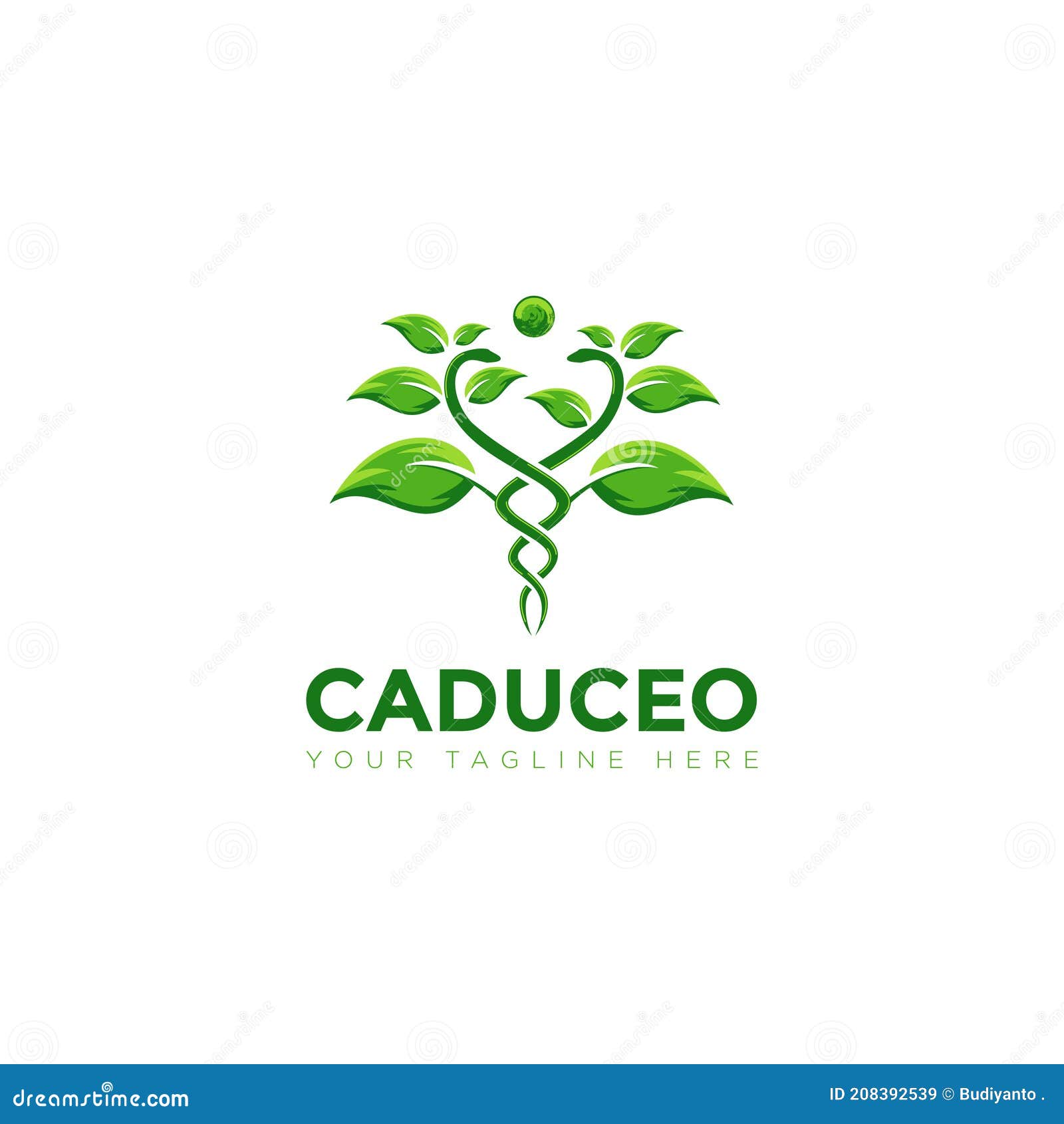 caduceo logo, creative plant snake 