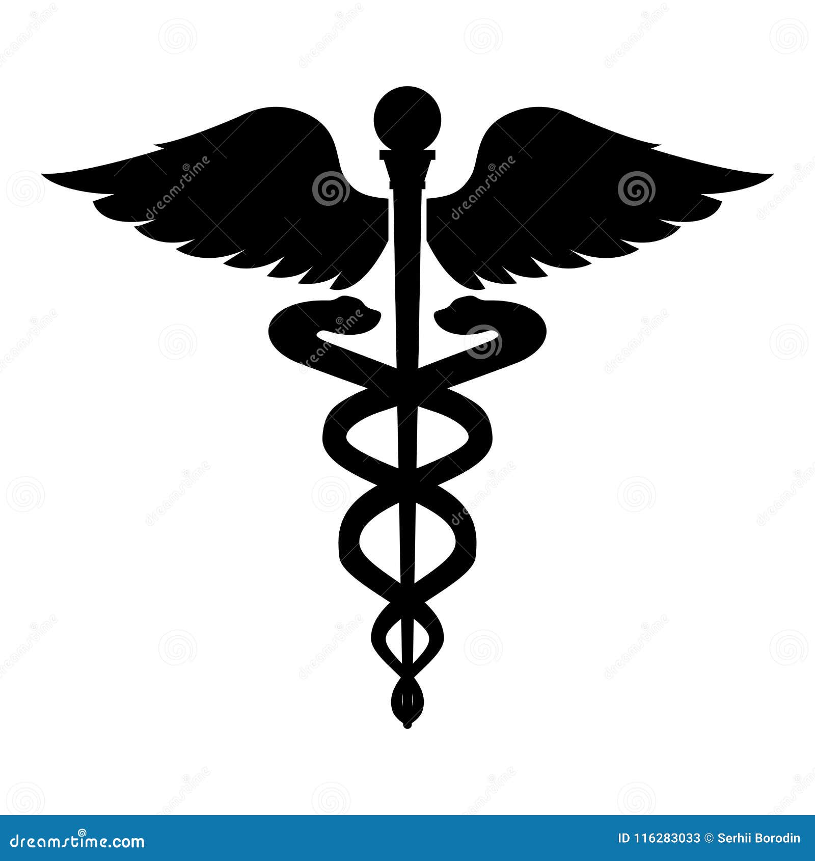Caduceus Health Symbol Asclepius`s Wand Icon Black Color Illustration ...