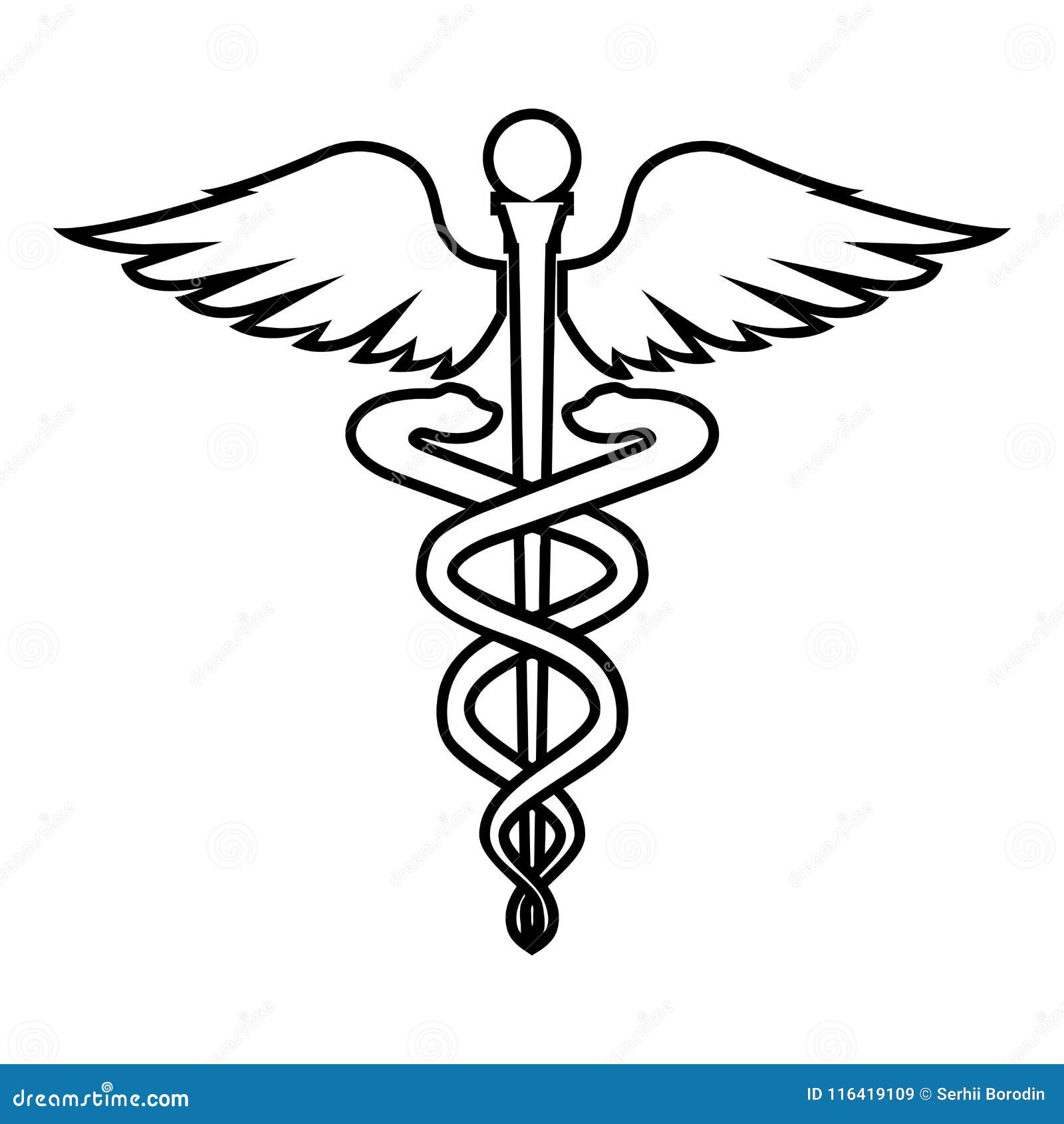 Caduceus Health Symbol Asclepius`s Wand Icon Black Color Illustration ...