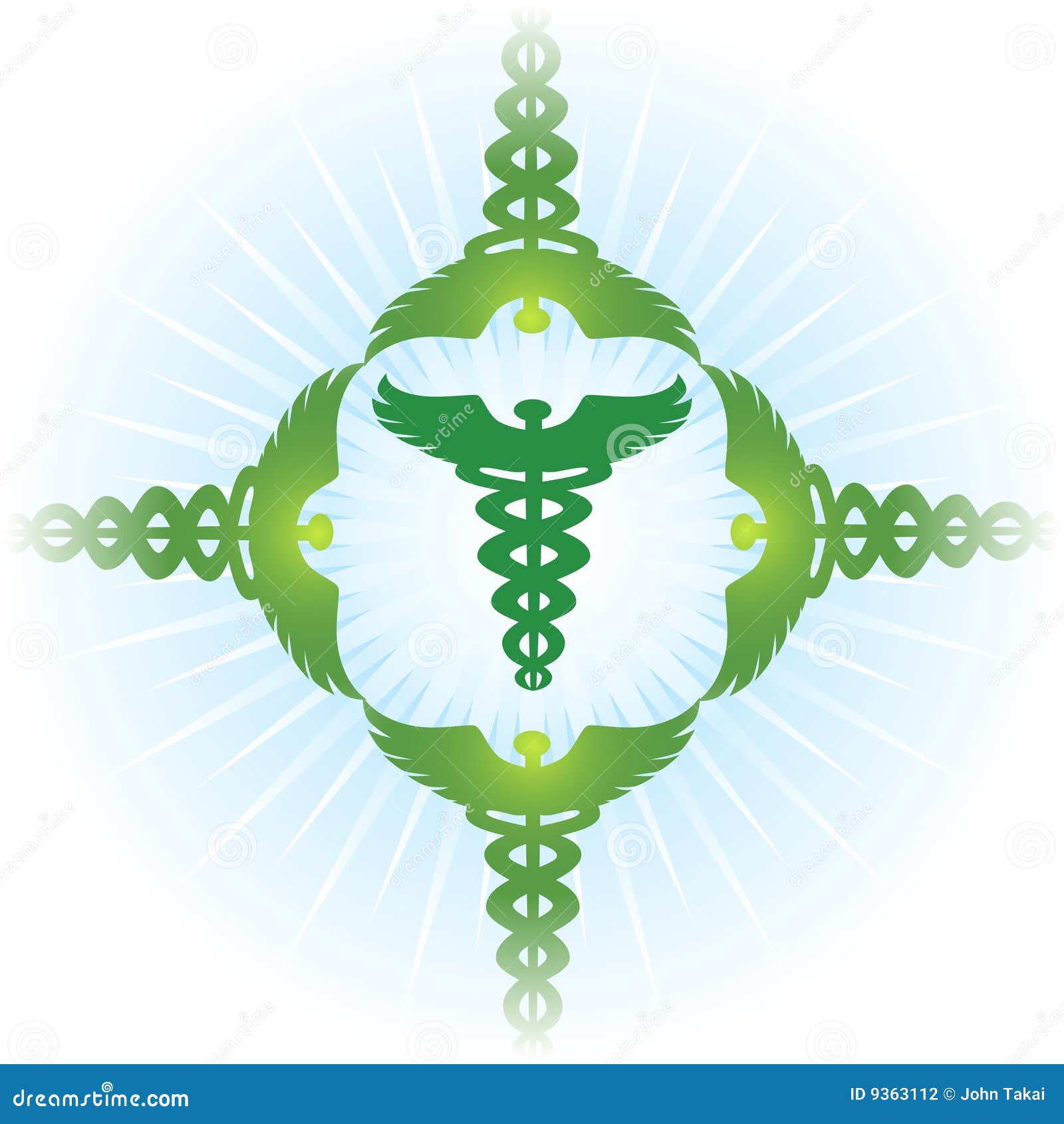 Caduceus Medical Symbol Green Set Stock Vector Illustration of