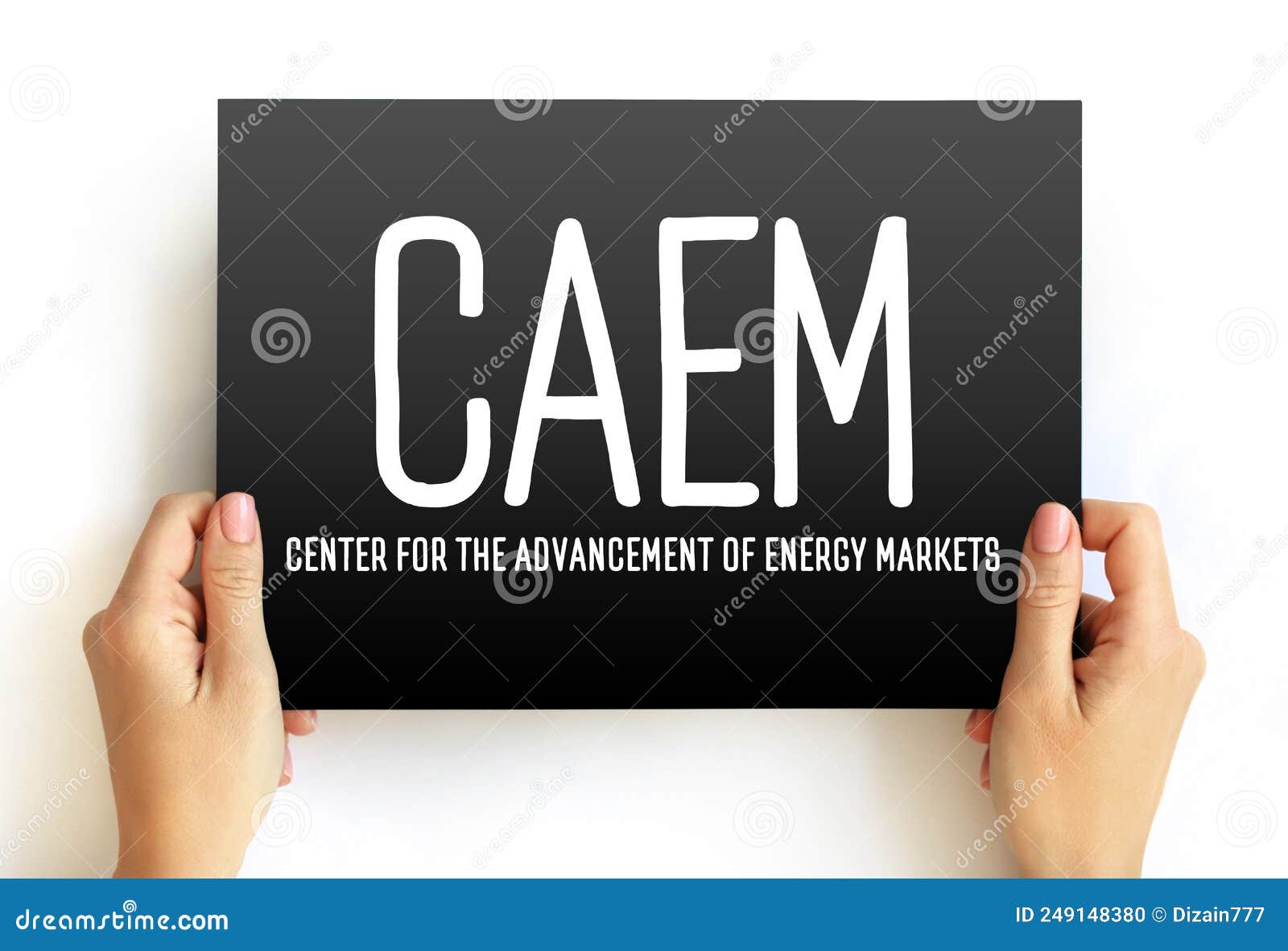 caem - center for the advancement of energy markets acronym text on card, abbreviation concept background