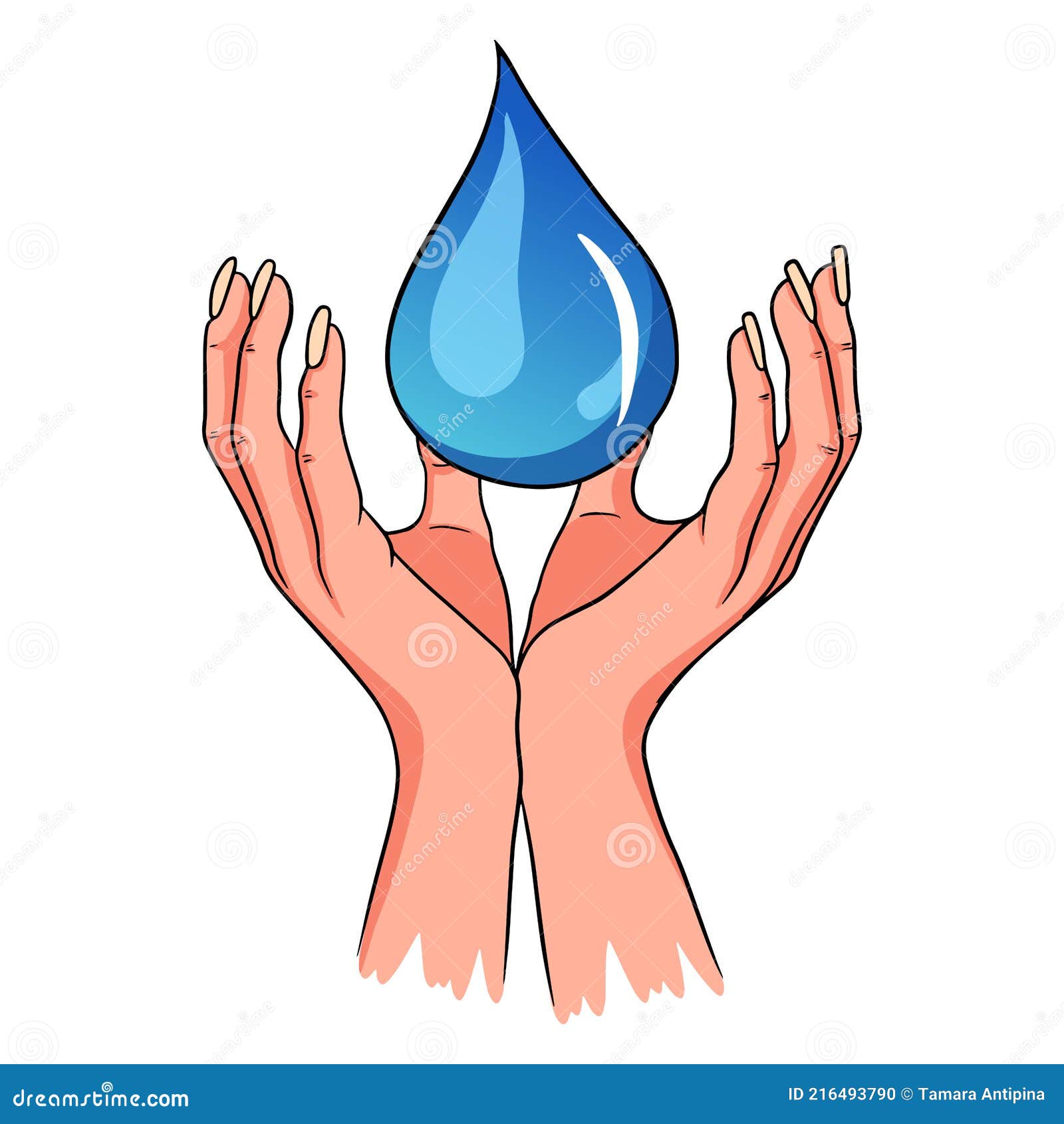 Caer En La Mano. Permite Proteger El Agua Limpia. Agua Potable. Estilo De  Dibujos Animados. Ilustración del Vector - Ilustración de mojado,  ambiental: 216493790