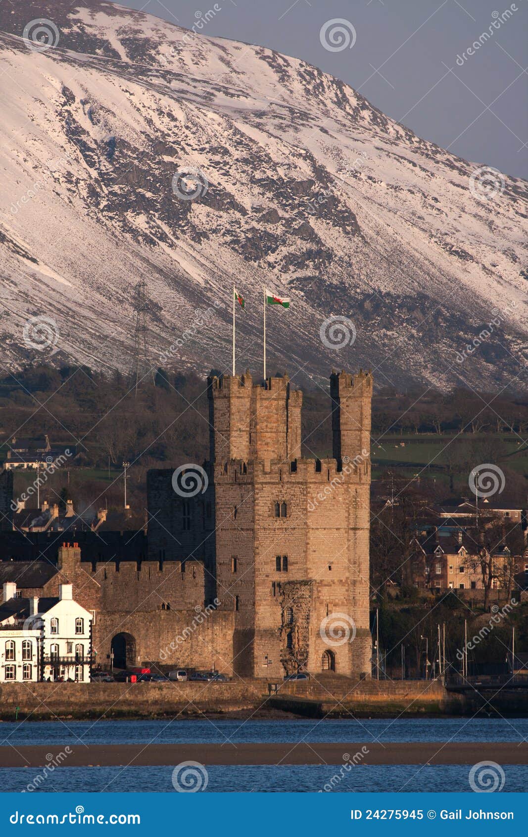Caernarfon Castle and Town Walls Stock Image Image of anglesey, walls