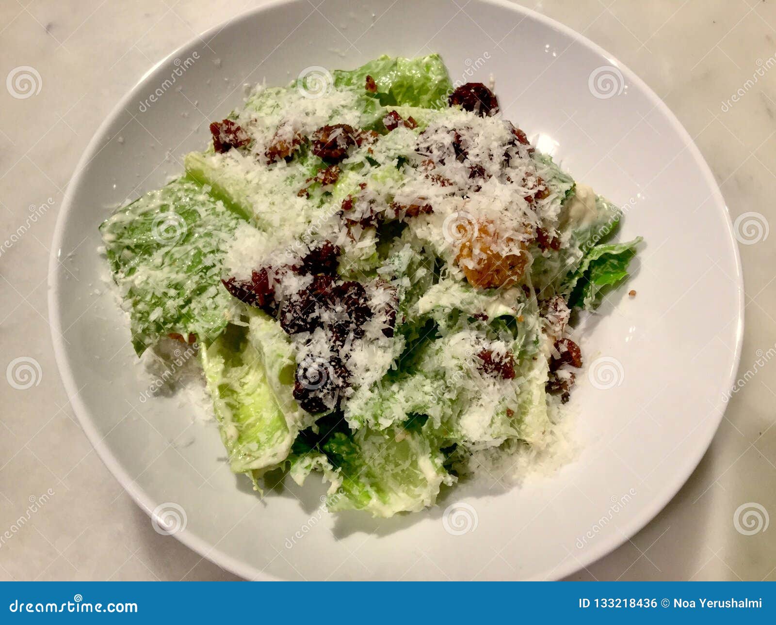caesar salad. classic. fresh salad dish. top view.