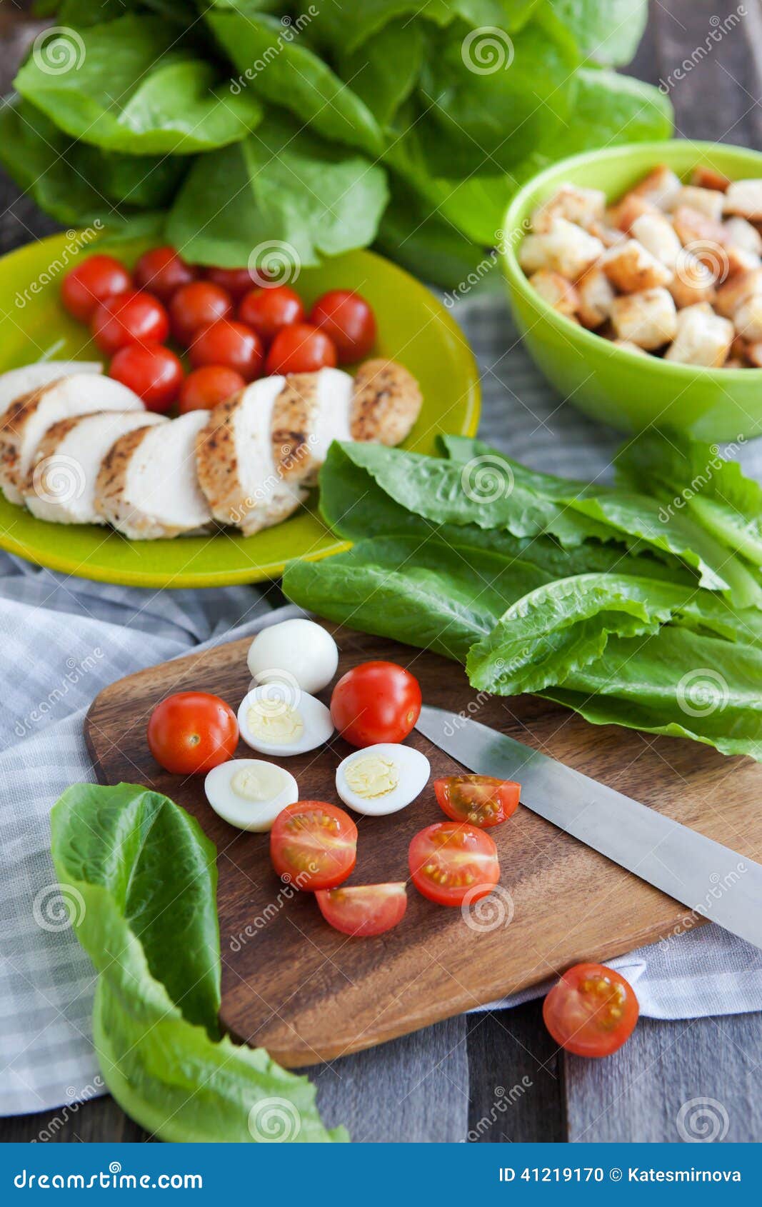 Caesar salad ingredients stock photo. Image of cooking 41219170