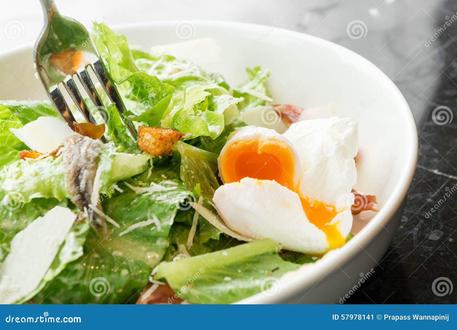 Caesar Salad with Soft Boiled Egg Stock Image Image of healthy, food