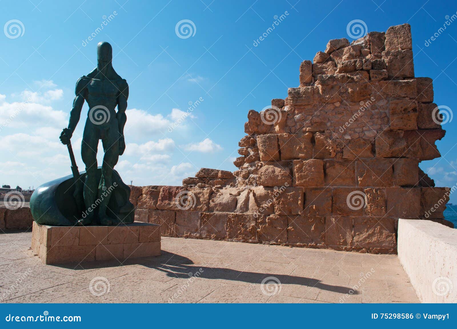 Caesarea, Israel - April 1, 2018: Bronze Sculpture Of A 