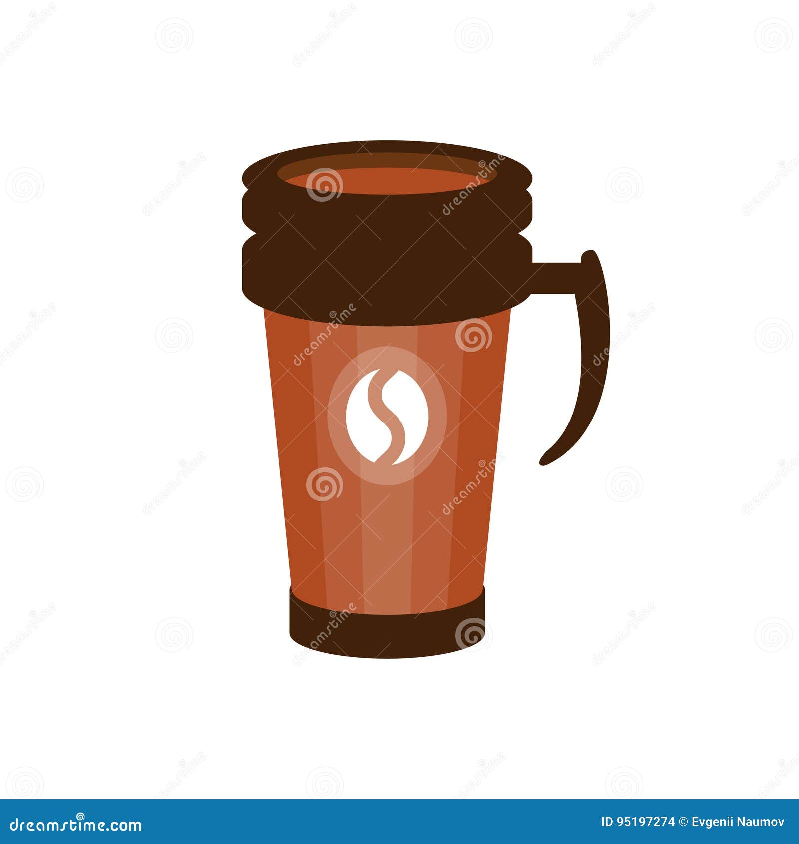 Café Para Llevar En Un Ejemplo Termo Marrón Del Vector De La Taza  Ilustración del Vector - Ilustración de moca, delicioso: 95197274