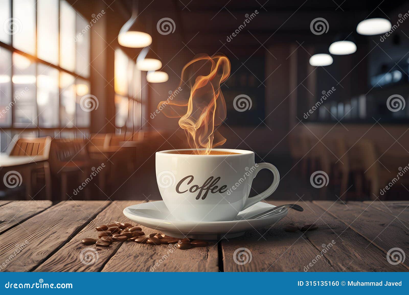 cafe ambiance blank white coffee cup mockup with caf?? background