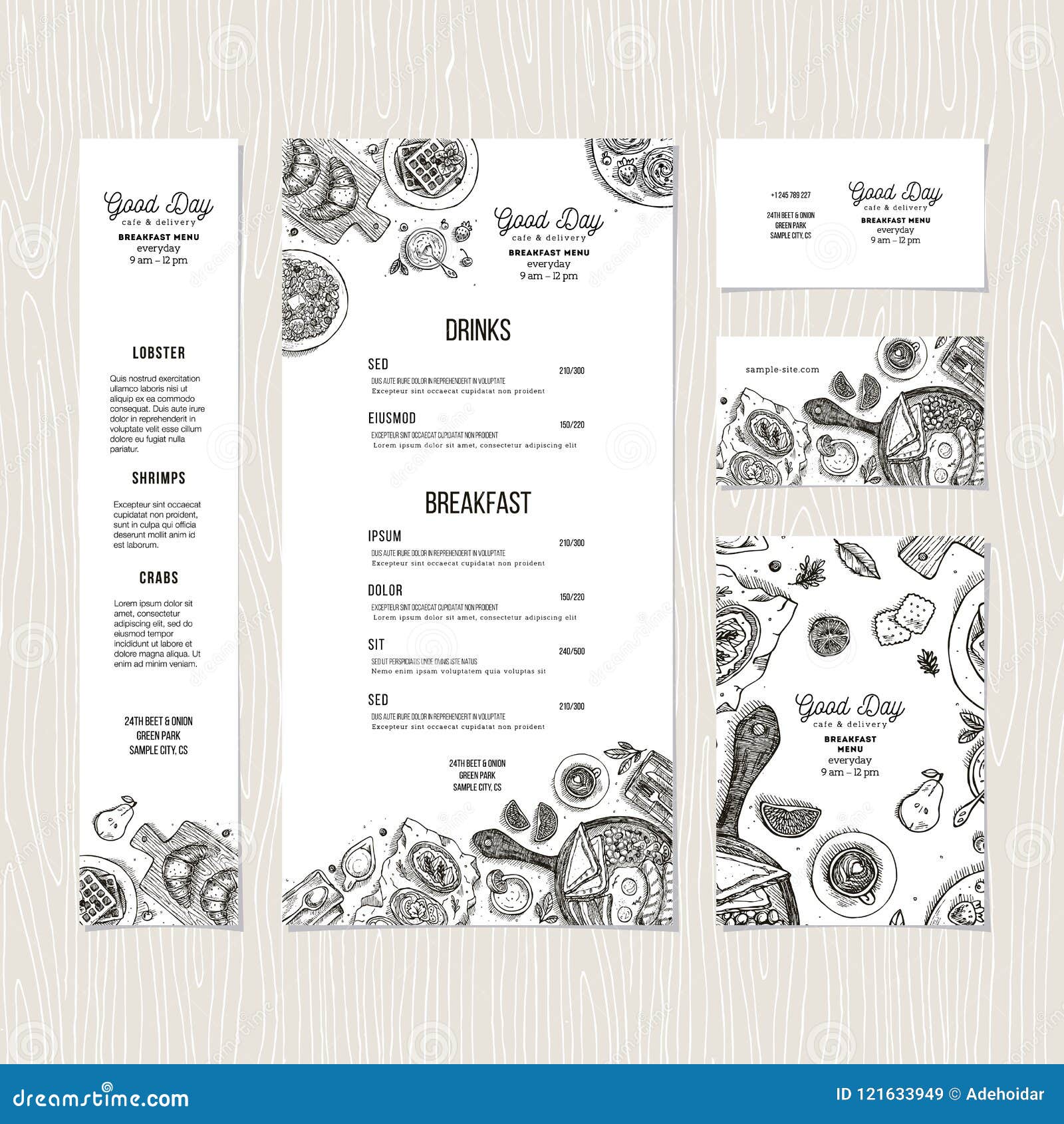 Cafe Breakfast Menu Template. Cafe Identity. Vector Illustration Pertaining To Breakfast Menu Template Word