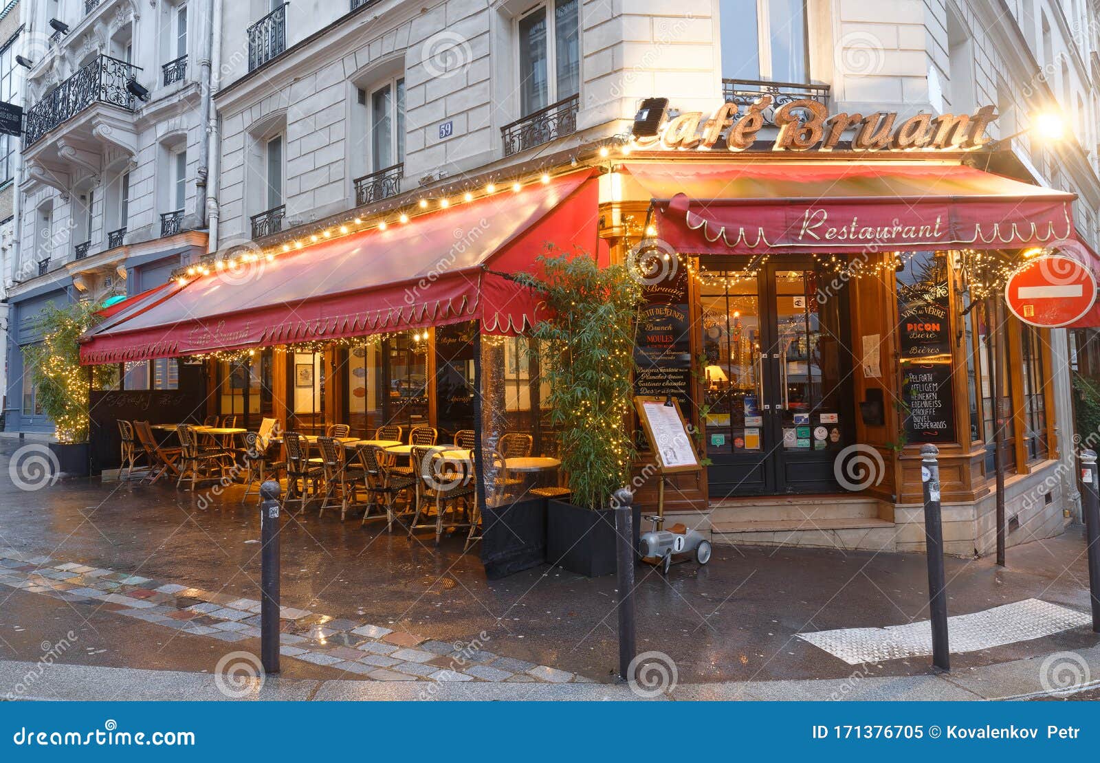 Cafe Bruant at Rainy Morning . it is a Traditional French Restaurant in ...