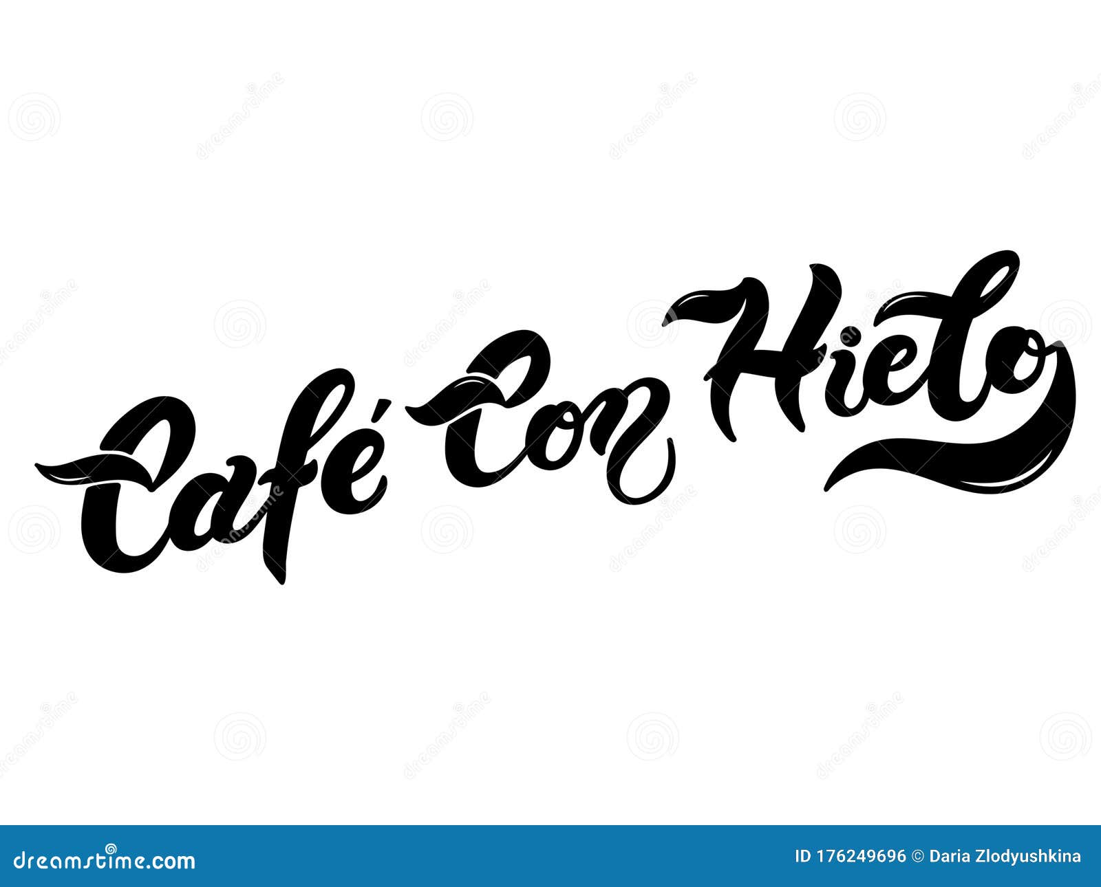 cafe con hielo. the name of the type of coffee. hand drawn lettering