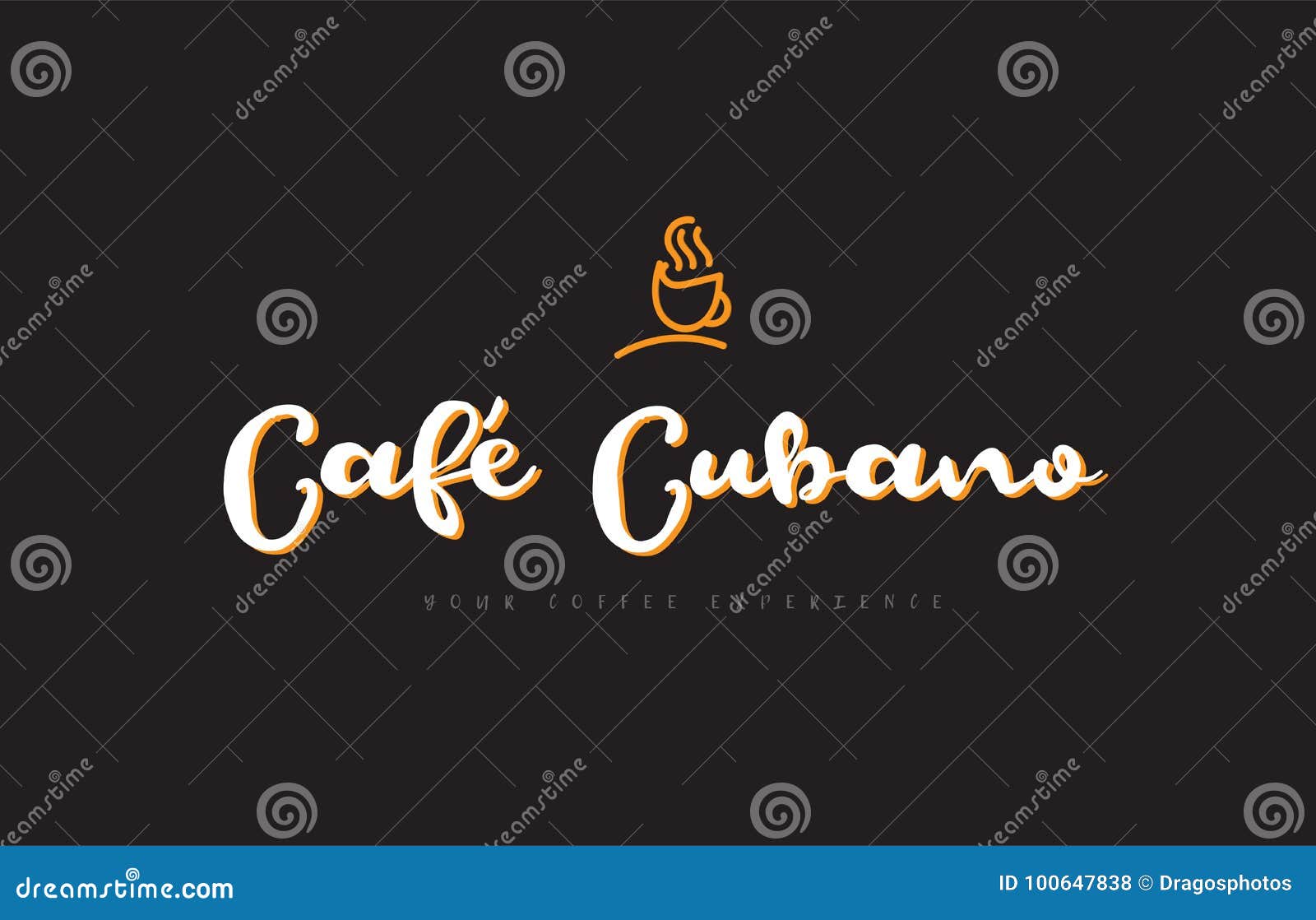cafe cubano word text logo with coffee cup  idea typography
