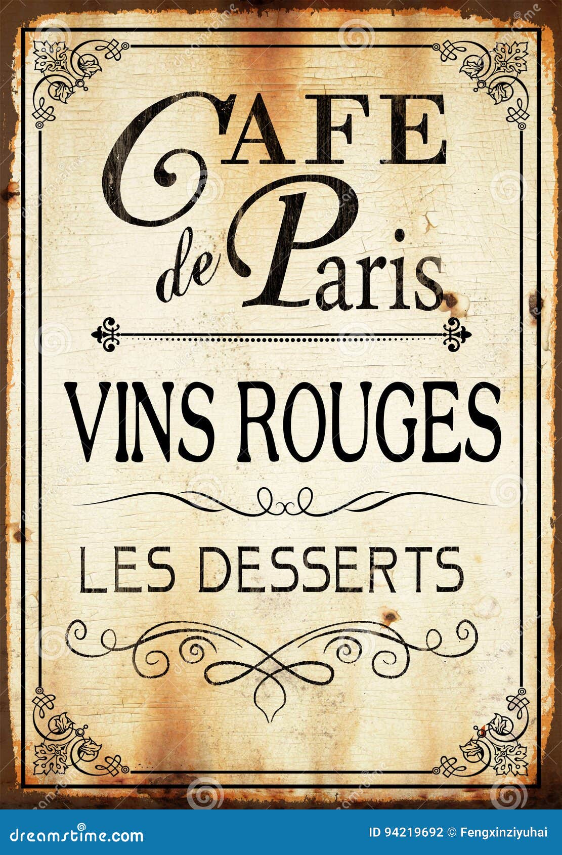  Cafe  de  paris  Wall sign  stock illustration Illustration 