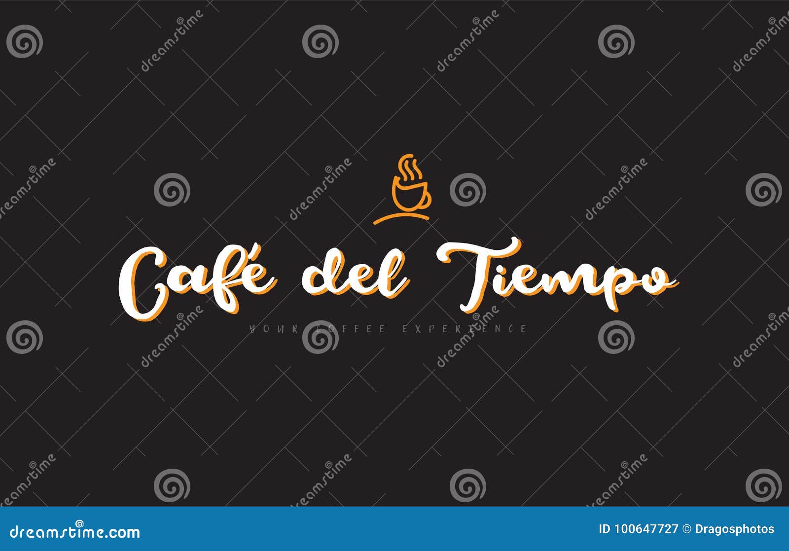 cafe del tiempo word text logo with coffee cup  idea typography