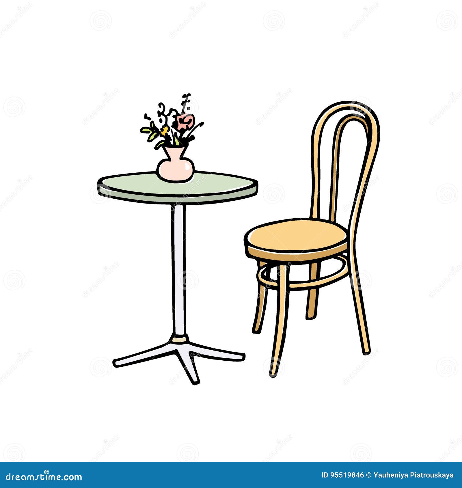 Cafe Furniture Illustration Stock Vector Illustration Of