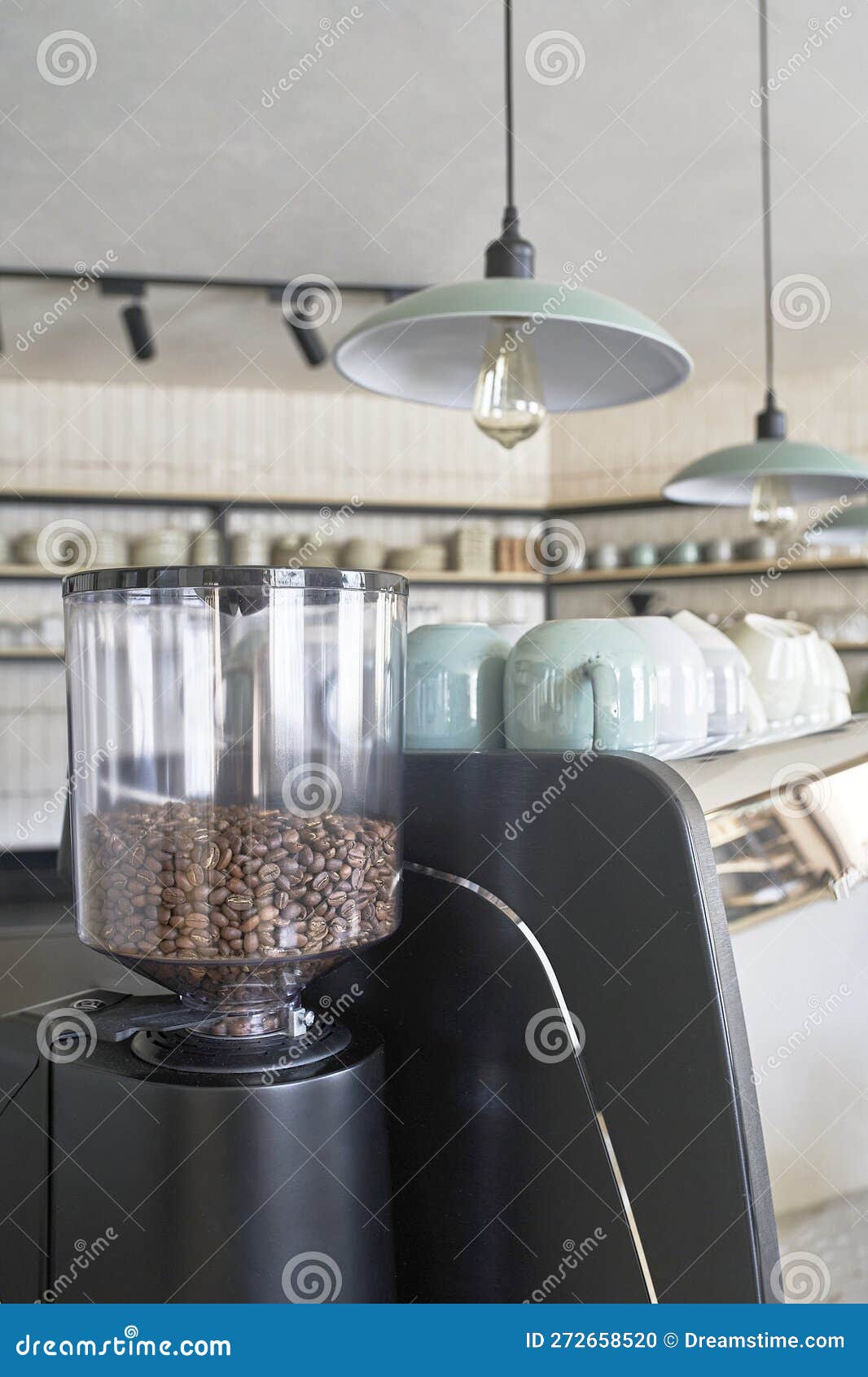 Cafe Kitchen Interior with Coffee Machine Stock Photo Image of cafe