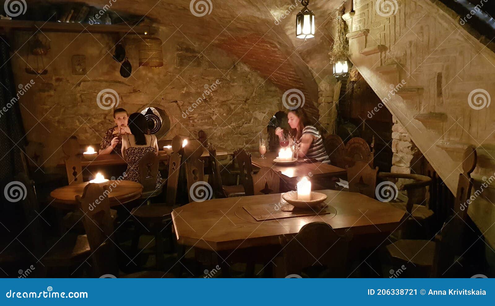 Cafe in the medieval style editorial photo. Image of dark 206338721