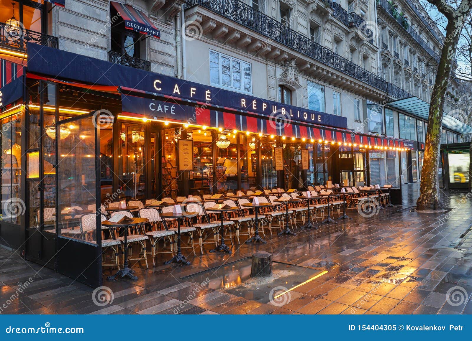 The Cafe Republique at Rainy Morning . it is Traditional French Cafe ...